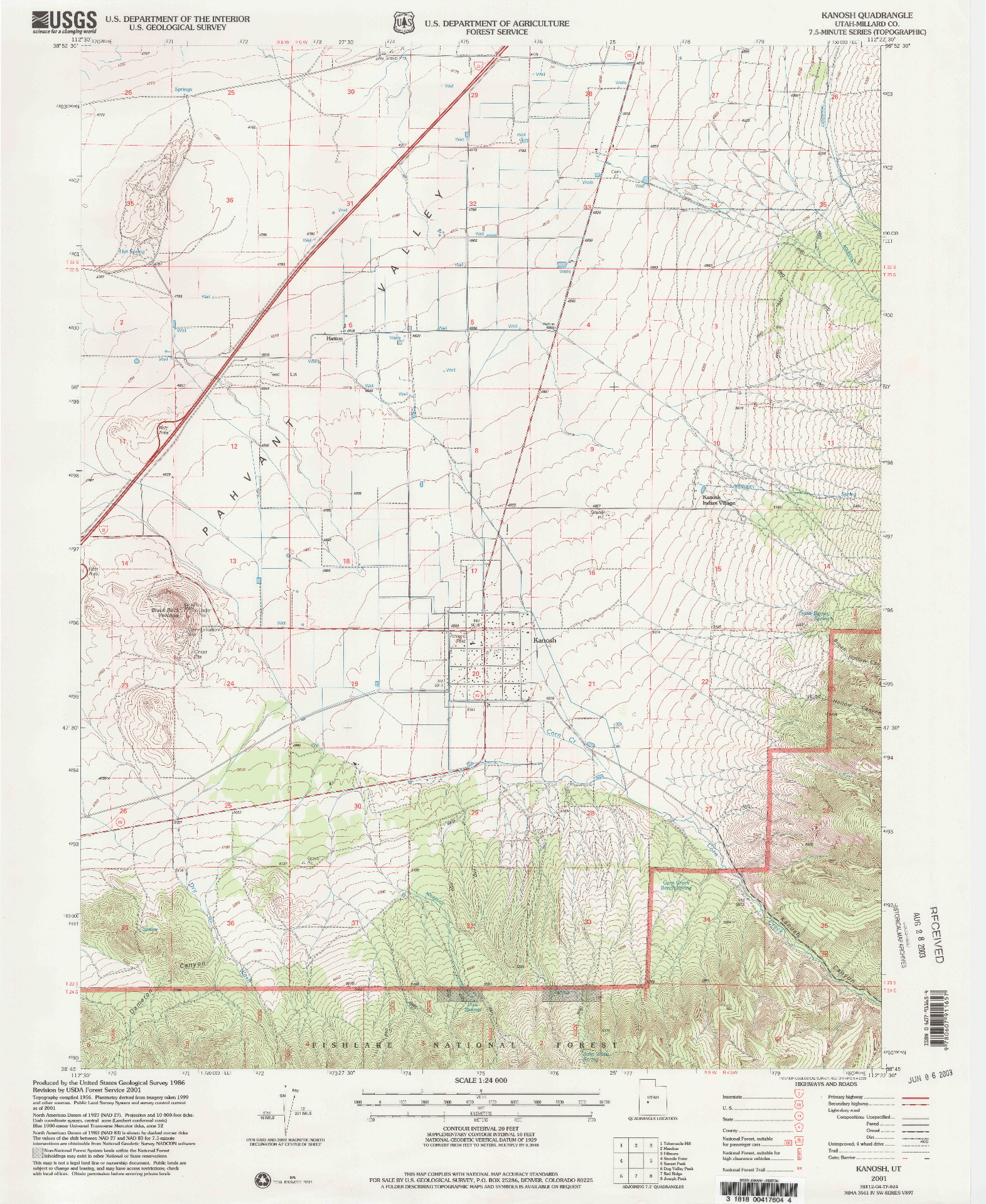 USGS 1:24000-SCALE QUADRANGLE FOR KANOSH, UT 2001