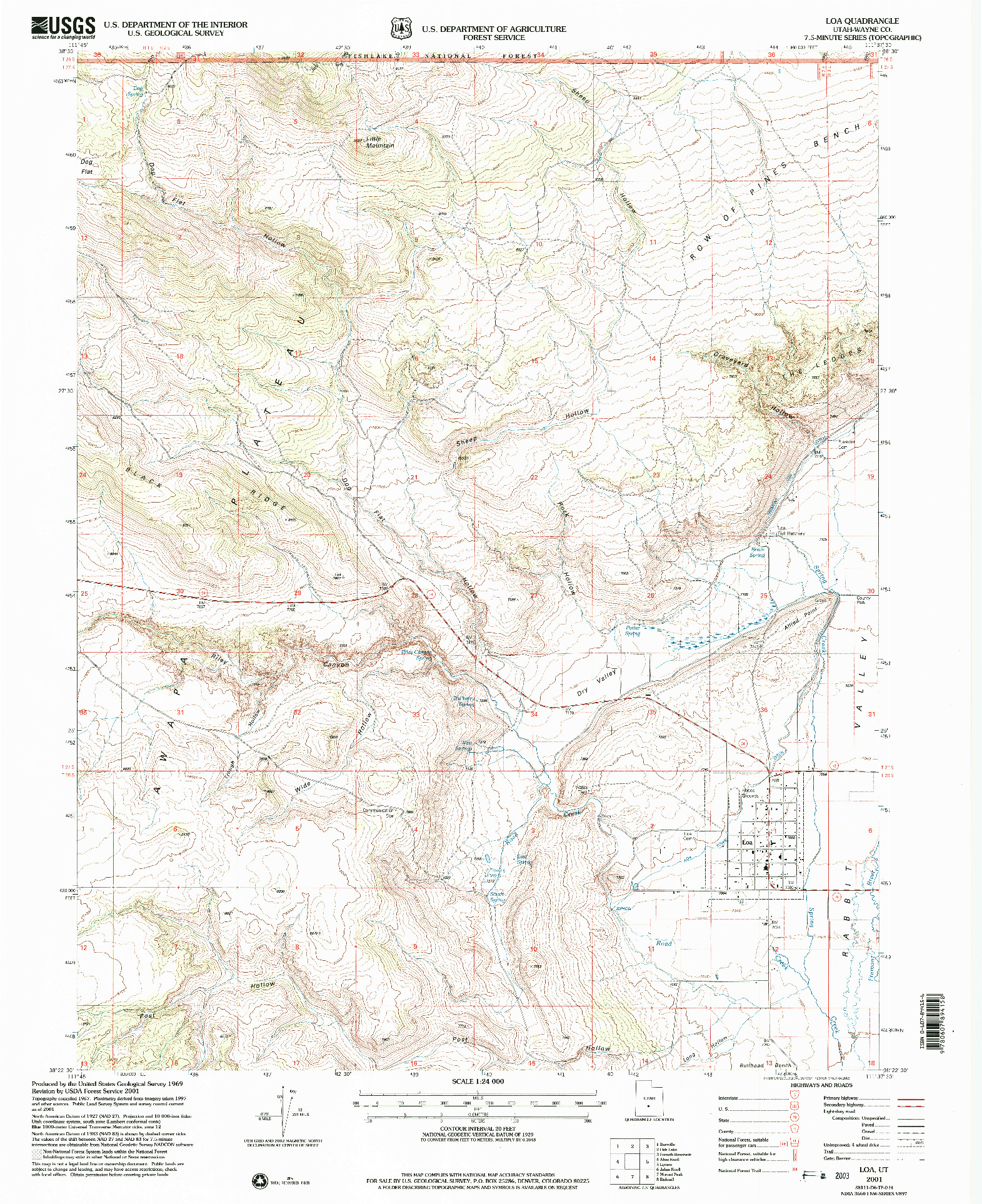 USGS 1:24000-SCALE QUADRANGLE FOR LOA, UT 2001