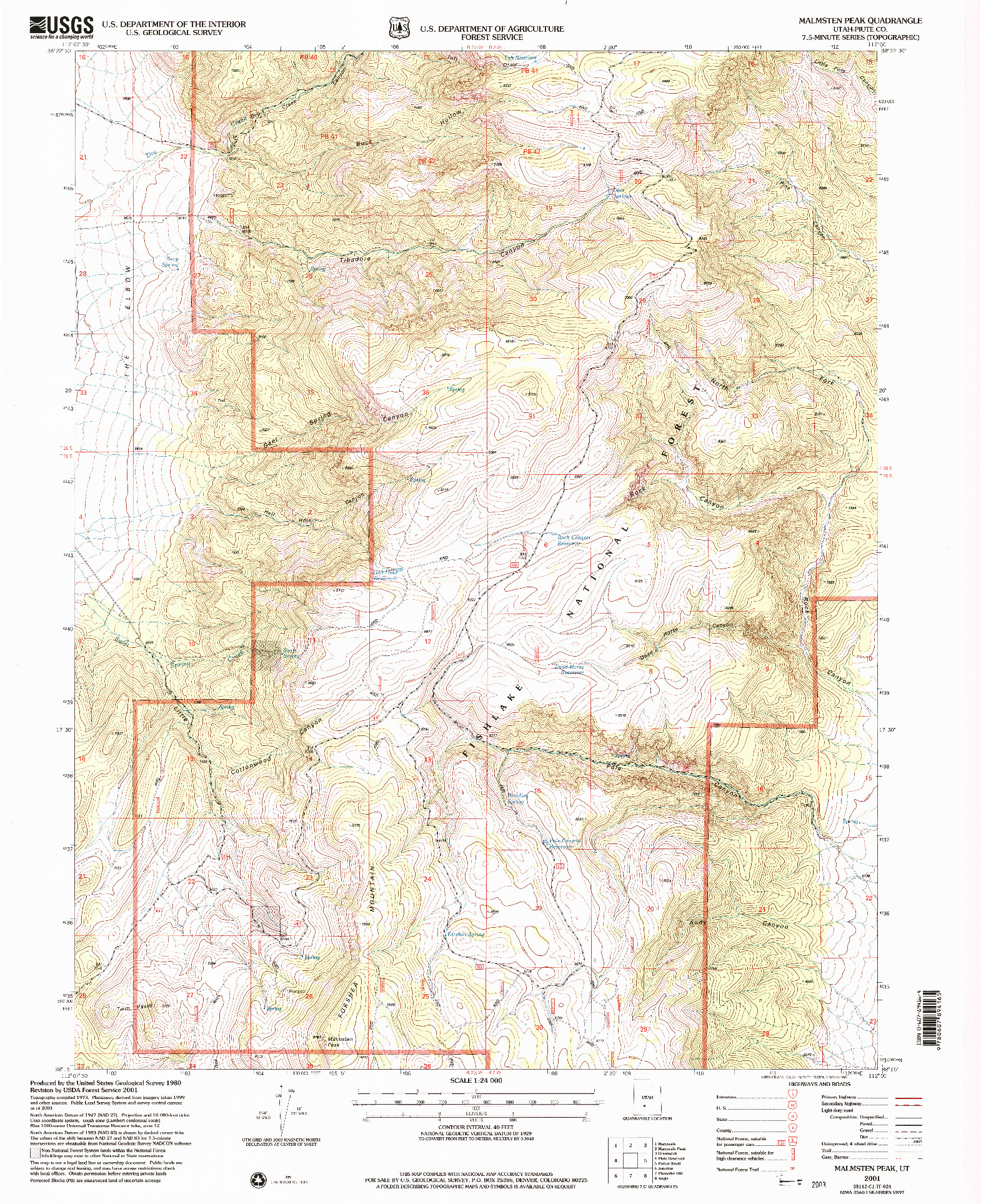 USGS 1:24000-SCALE QUADRANGLE FOR MALMSTEN PEAK, UT 2001