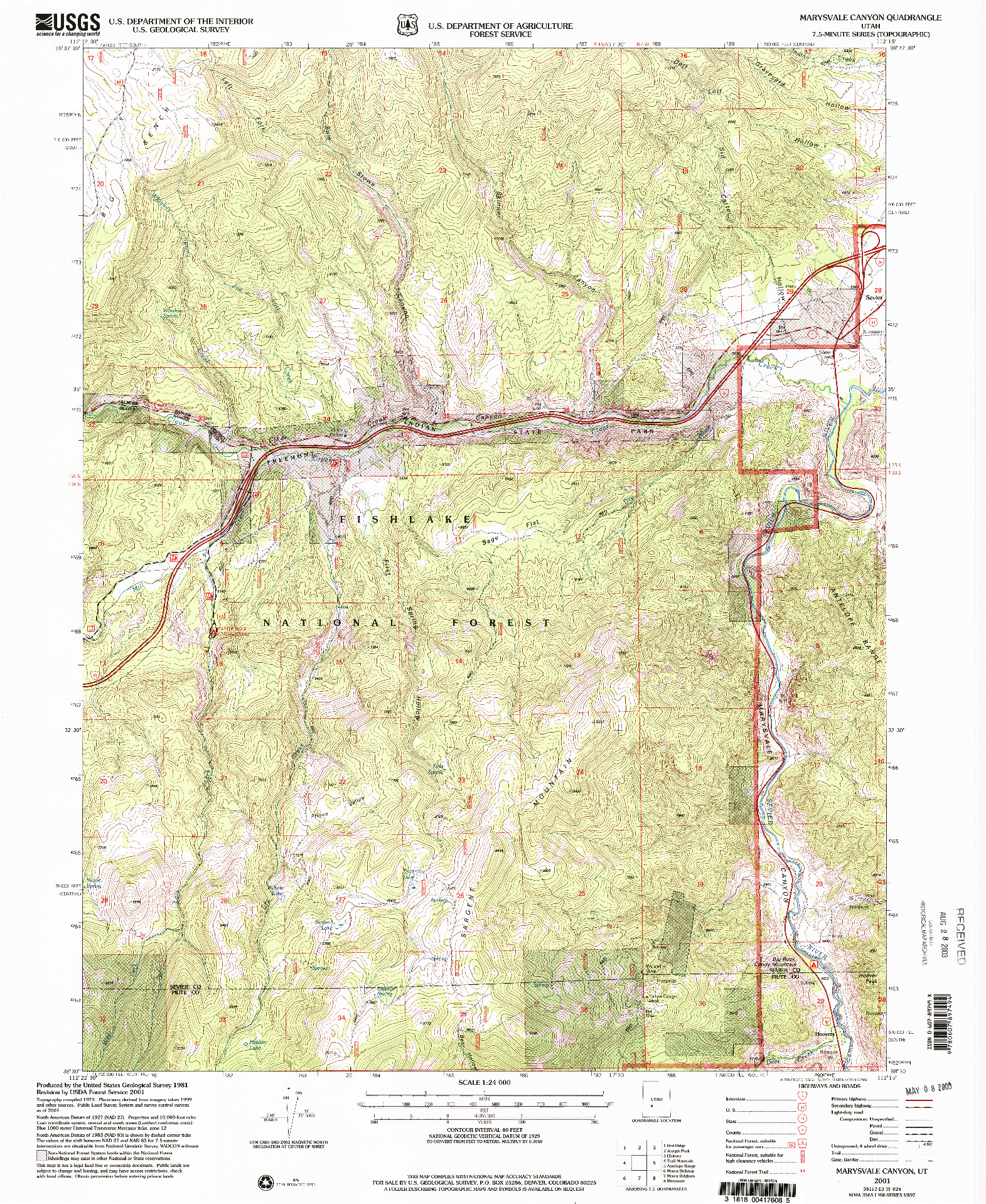 USGS 1:24000-SCALE QUADRANGLE FOR MARYSVALE CANYON, UT 2001