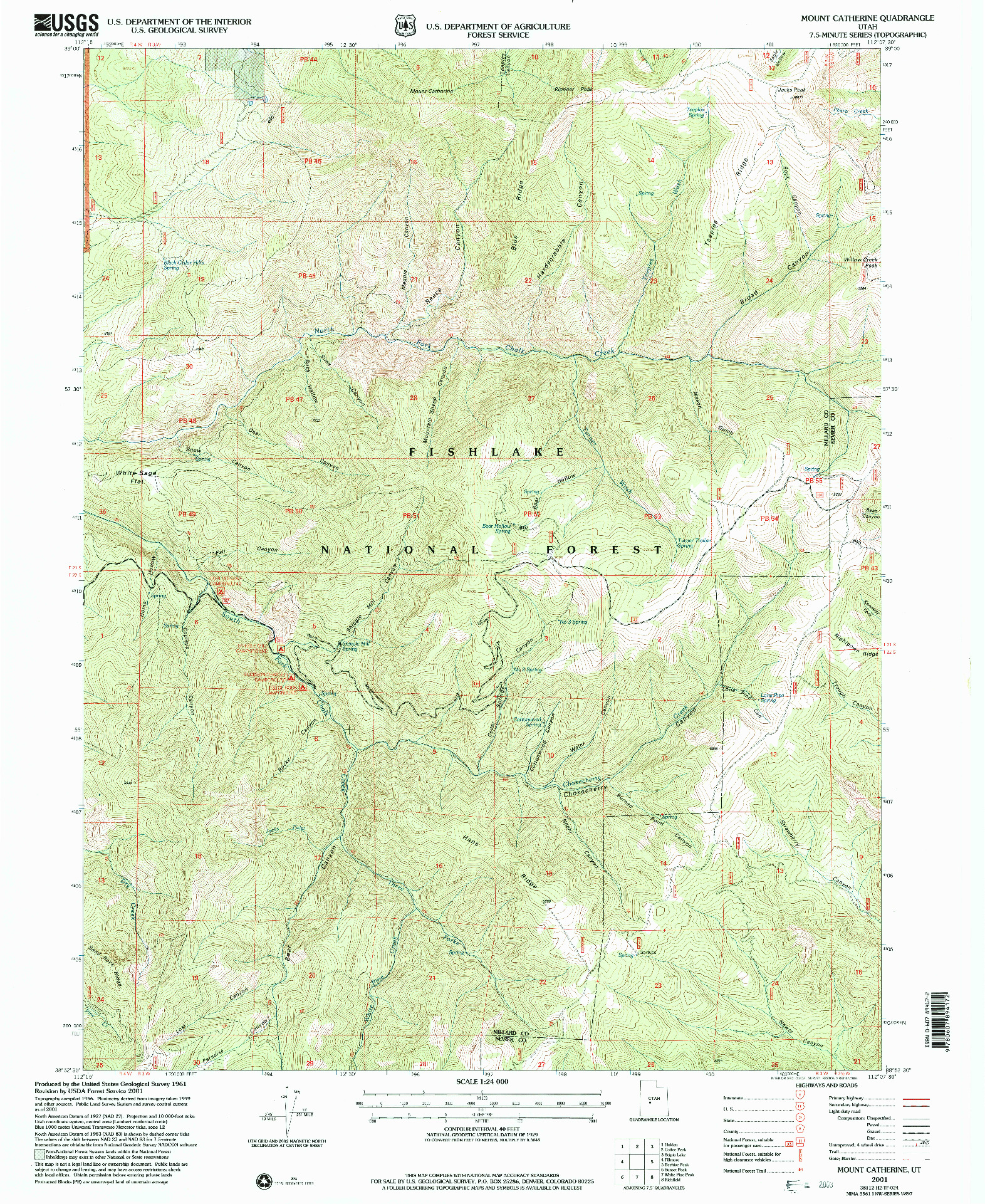 USGS 1:24000-SCALE QUADRANGLE FOR MOUNT CATHERINE, UT 2001