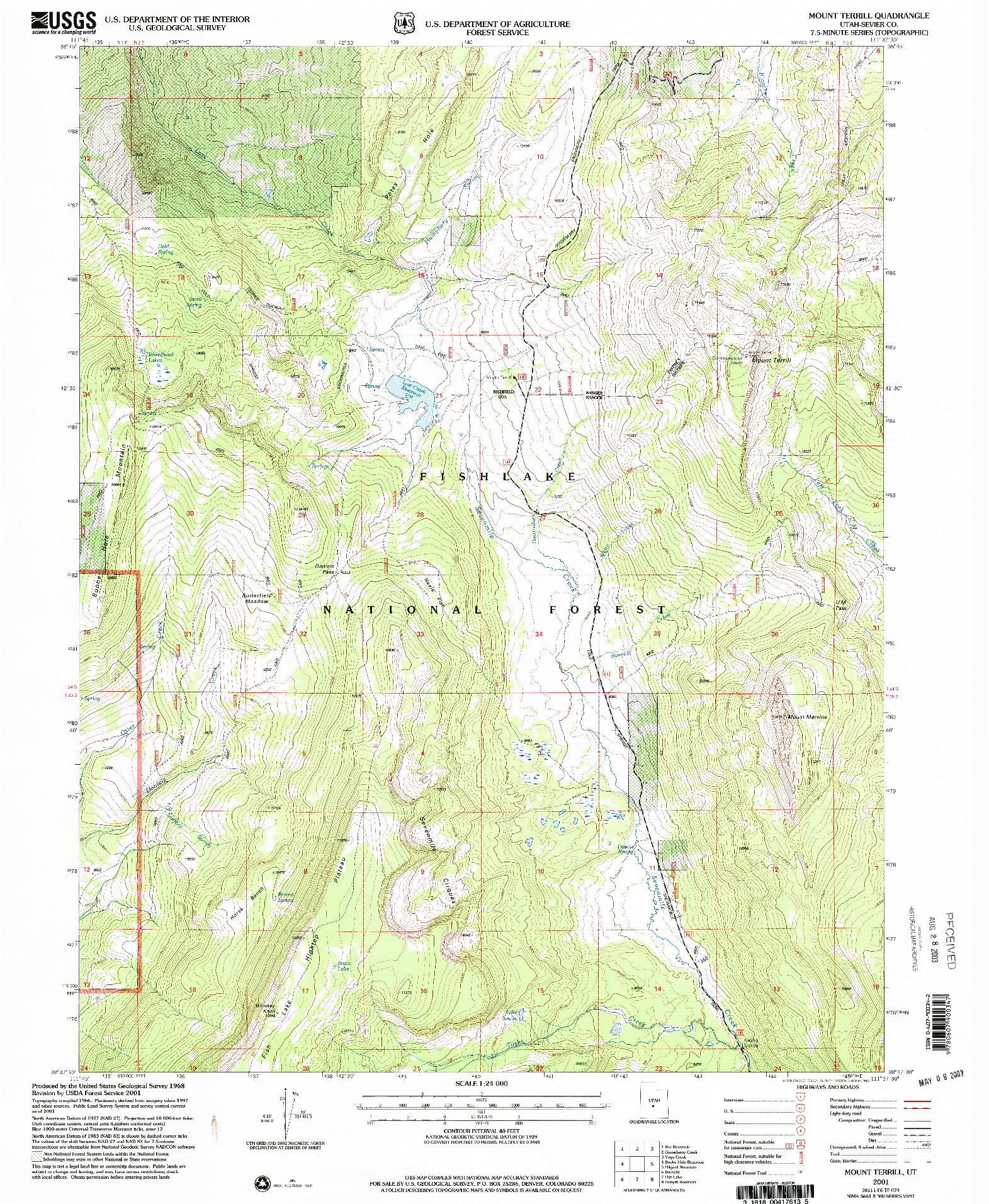 USGS 1:24000-SCALE QUADRANGLE FOR MOUNT TERRILL, UT 2001