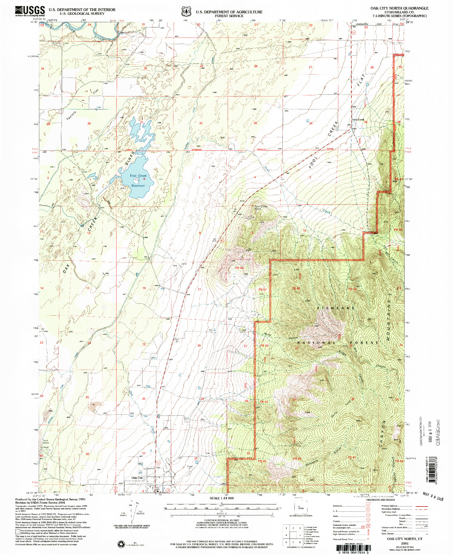USGS 1:24000-SCALE QUADRANGLE FOR OAK CITY NORTH, UT 2001