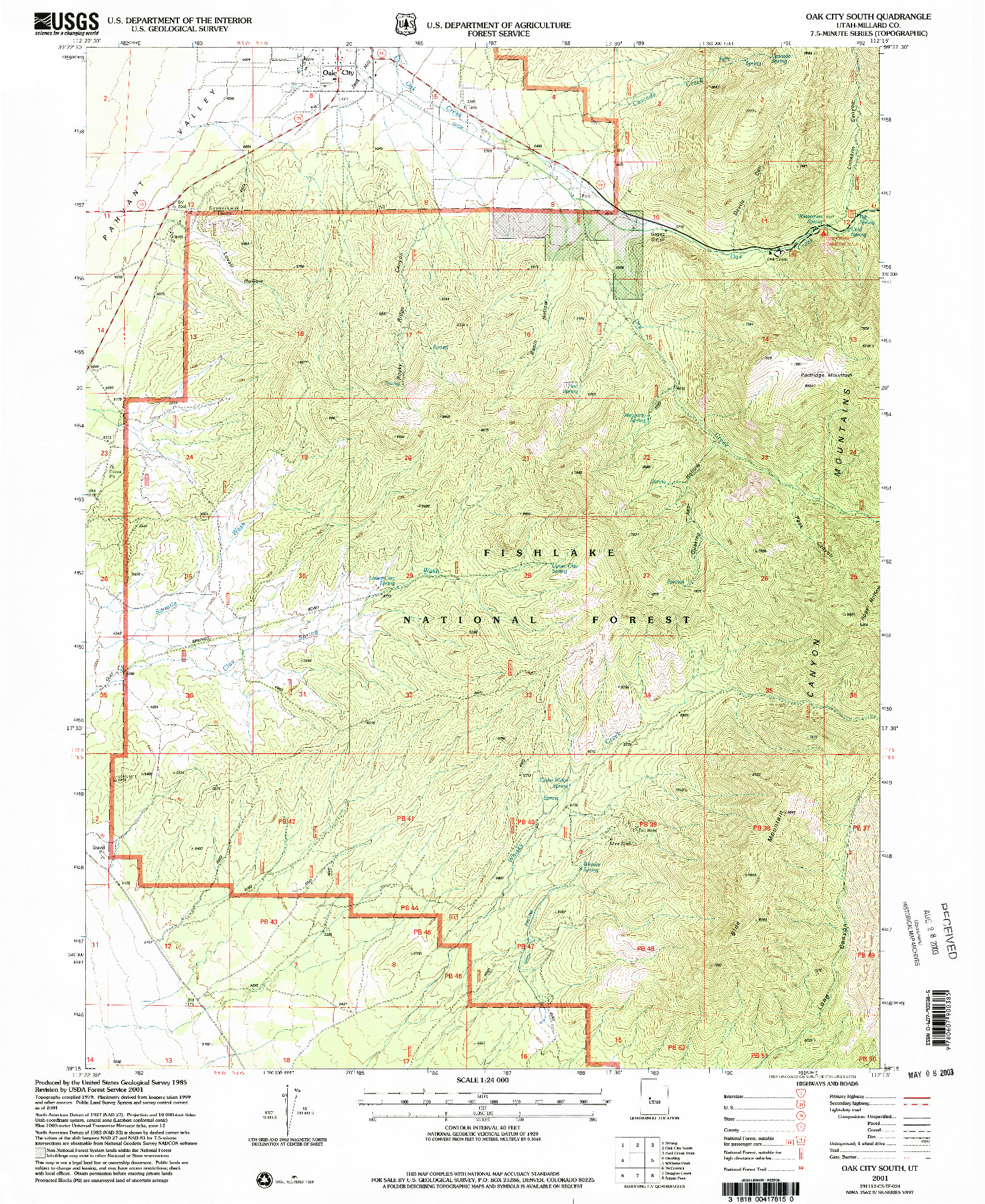 USGS 1:24000-SCALE QUADRANGLE FOR OAK CITY SOUTH, UT 2001