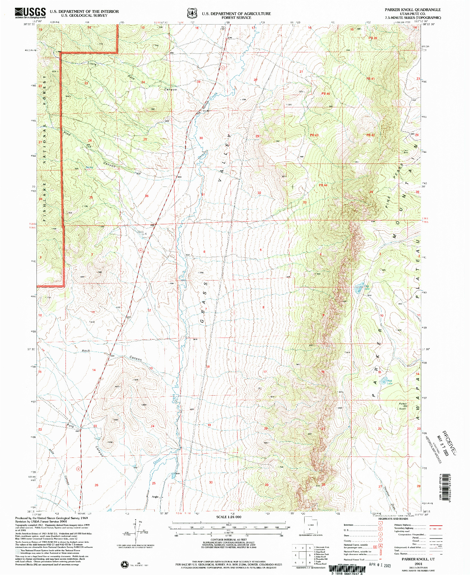 USGS 1:24000-SCALE QUADRANGLE FOR PARKER KNOLL, UT 2001