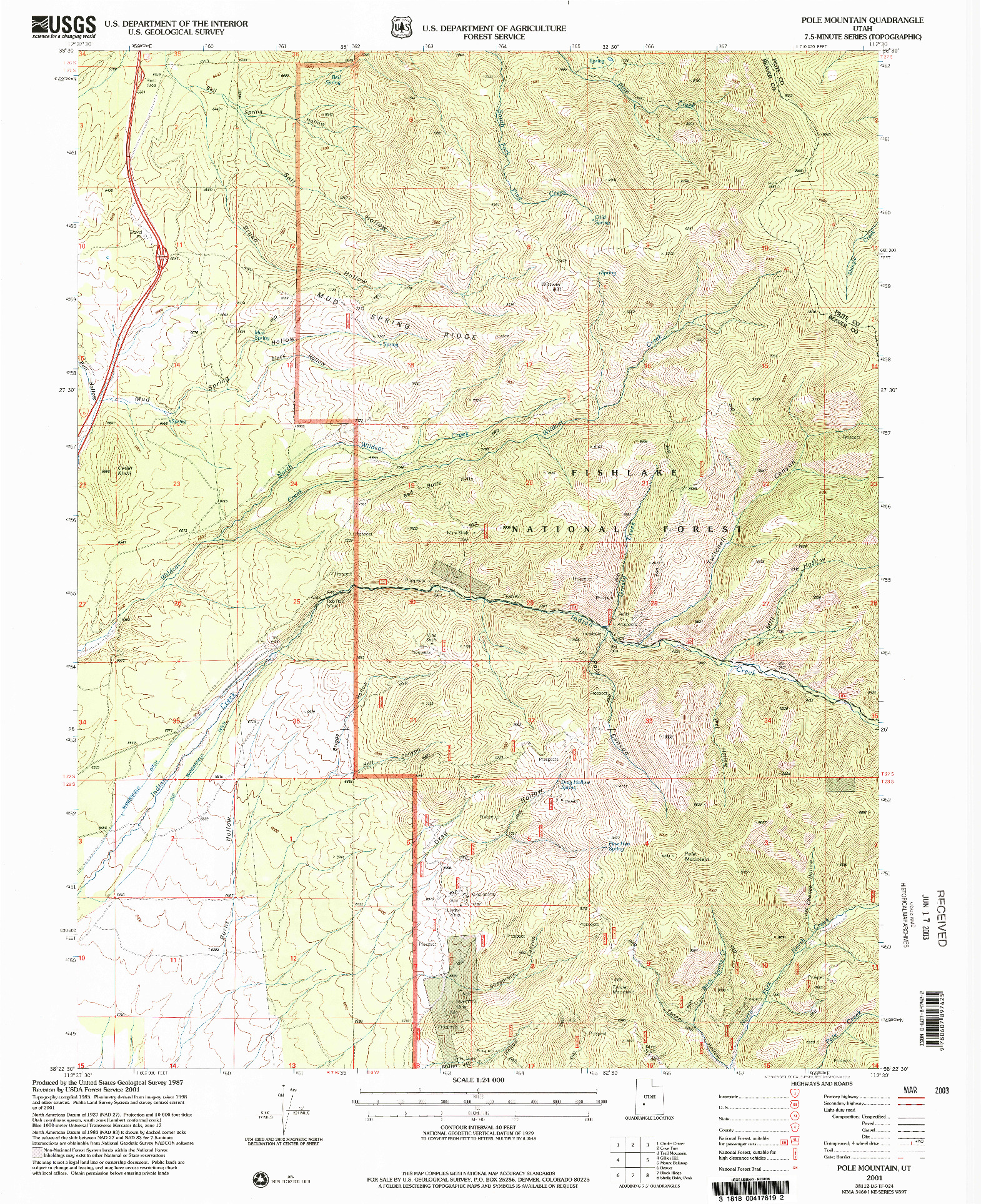 USGS 1:24000-SCALE QUADRANGLE FOR POLE MOUNTAIN, UT 2001