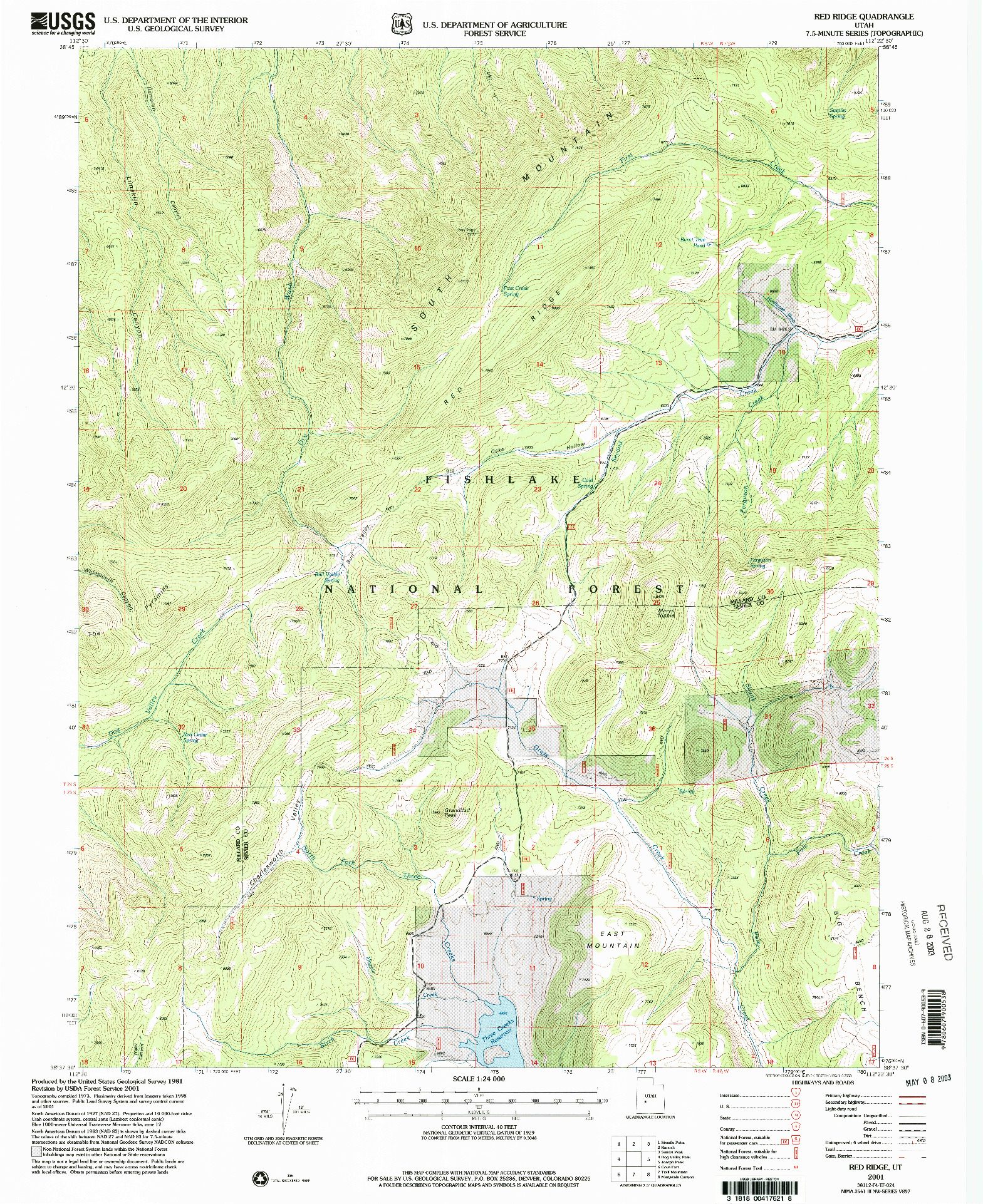 USGS 1:24000-SCALE QUADRANGLE FOR RED RIDGE, UT 2001