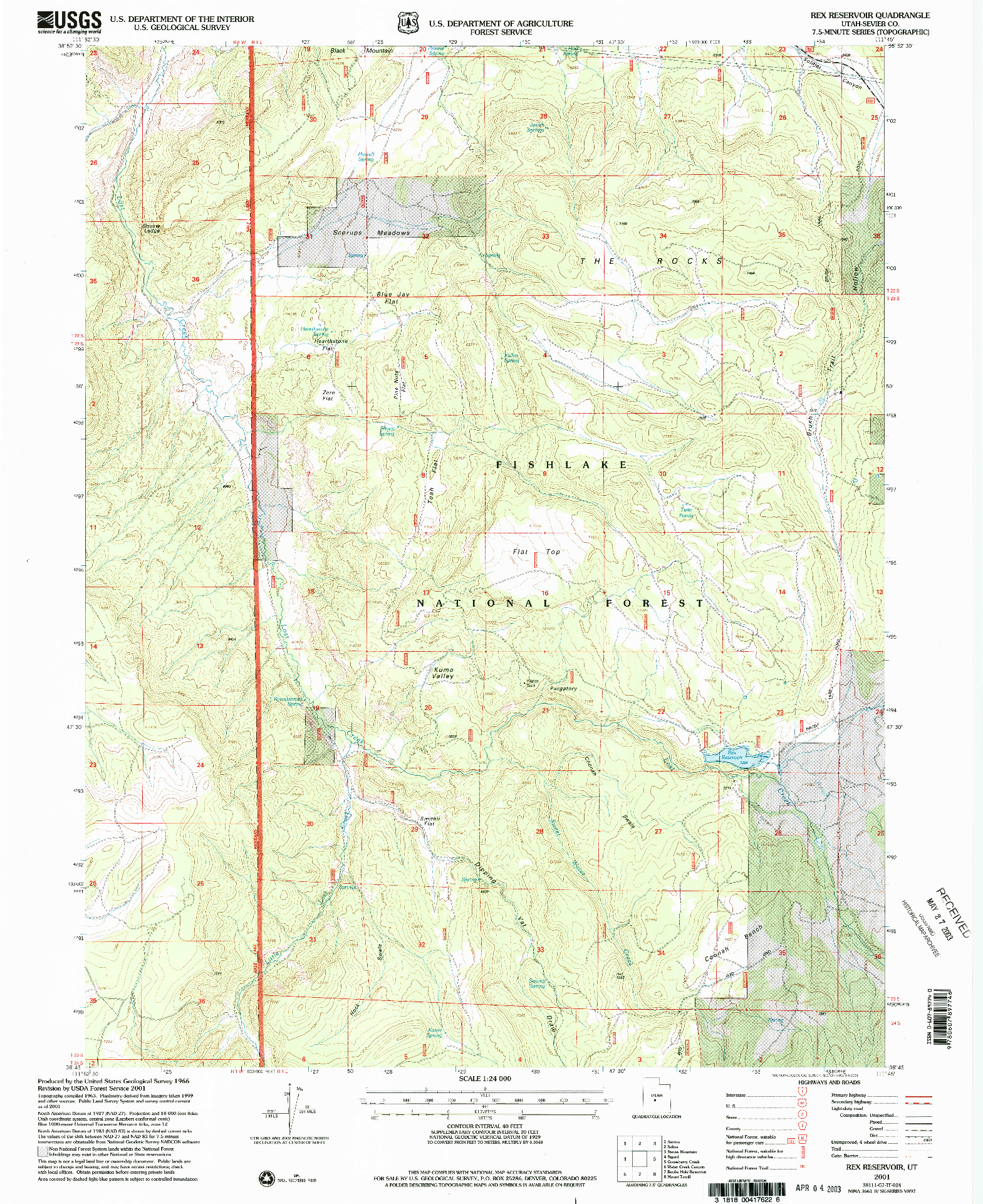 USGS 1:24000-SCALE QUADRANGLE FOR REX RESERVOIR, UT 2001