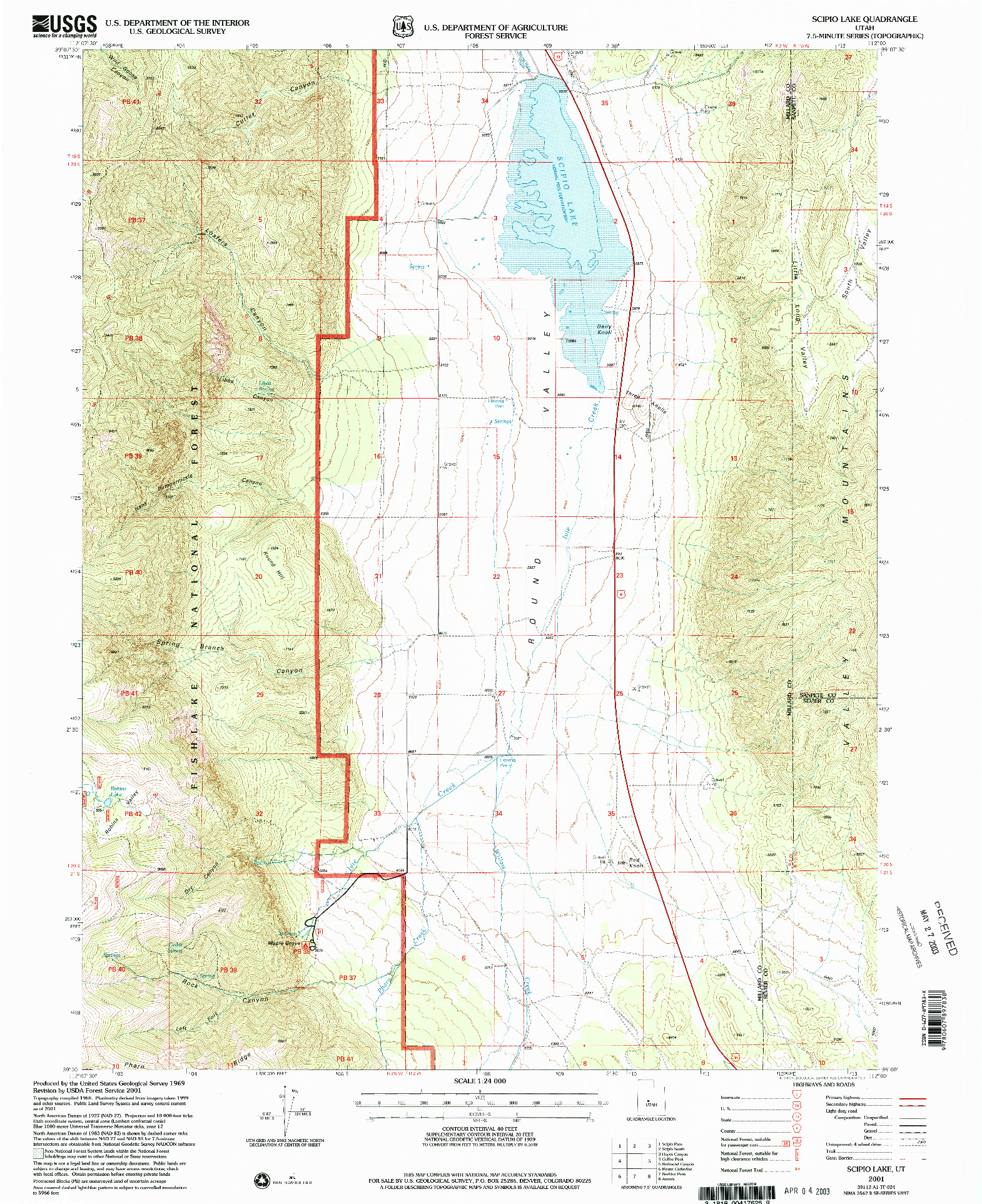 USGS 1:24000-SCALE QUADRANGLE FOR SCIPIO LAKE, UT 2001