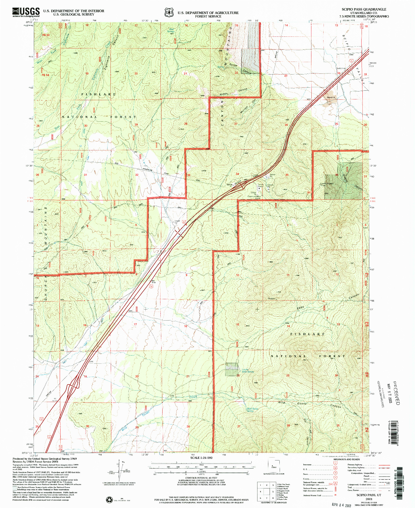 USGS 1:24000-SCALE QUADRANGLE FOR SCIPIO PASS, UT 2001