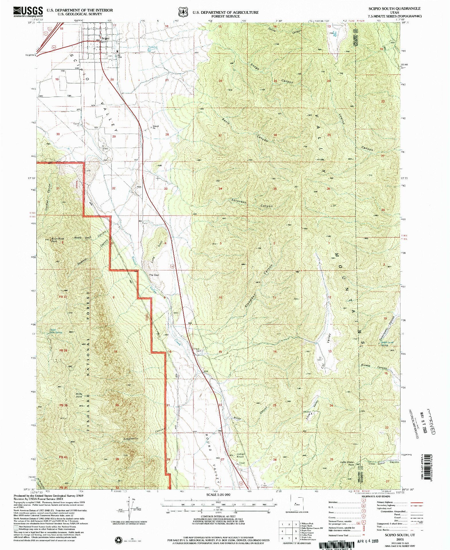 USGS 1:24000-SCALE QUADRANGLE FOR SCIPIO SOUTH, UT 2001