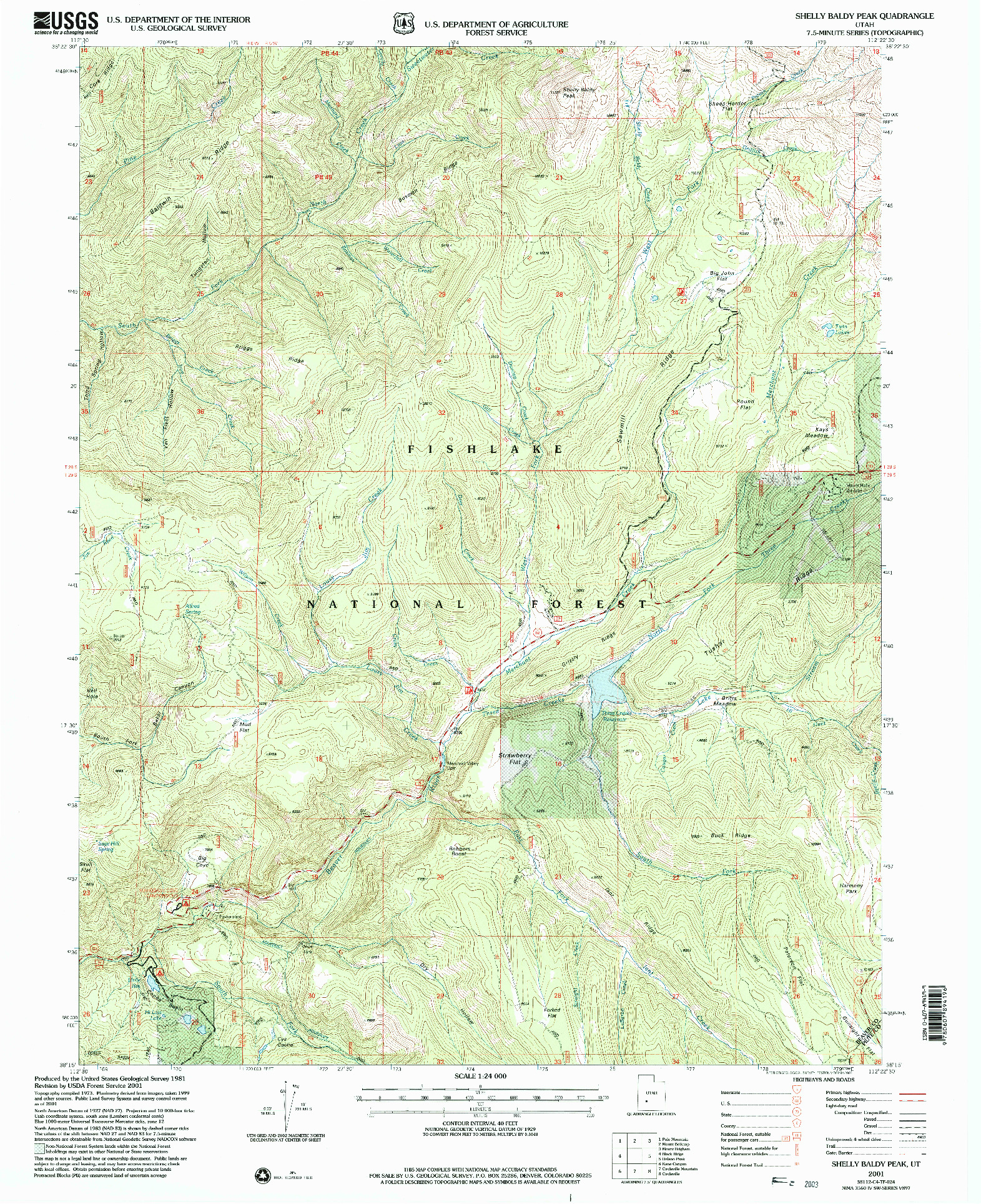 USGS 1:24000-SCALE QUADRANGLE FOR SHELLY BALDY PEAK, UT 2001