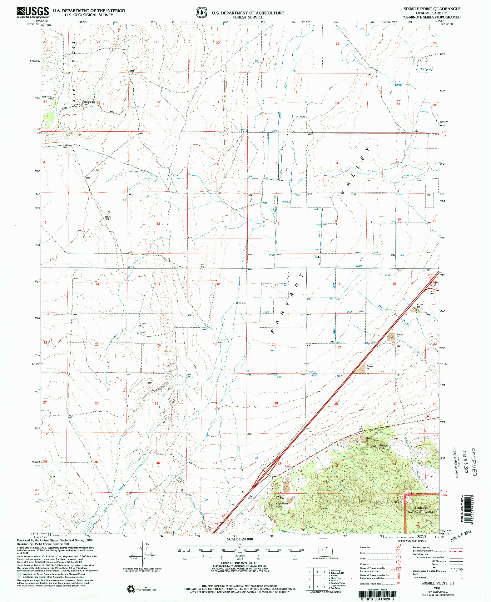 USGS 1:24000-SCALE QUADRANGLE FOR SIXMILE POINT, UT 2001