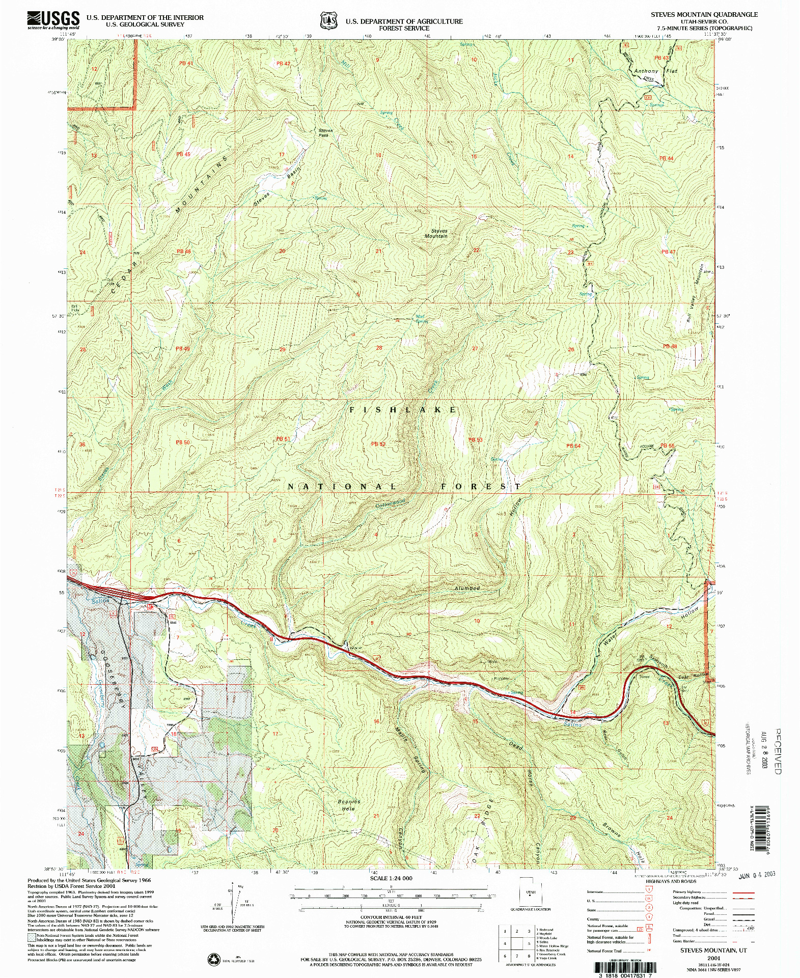USGS 1:24000-SCALE QUADRANGLE FOR STEVES MOUNTAIN, UT 2001