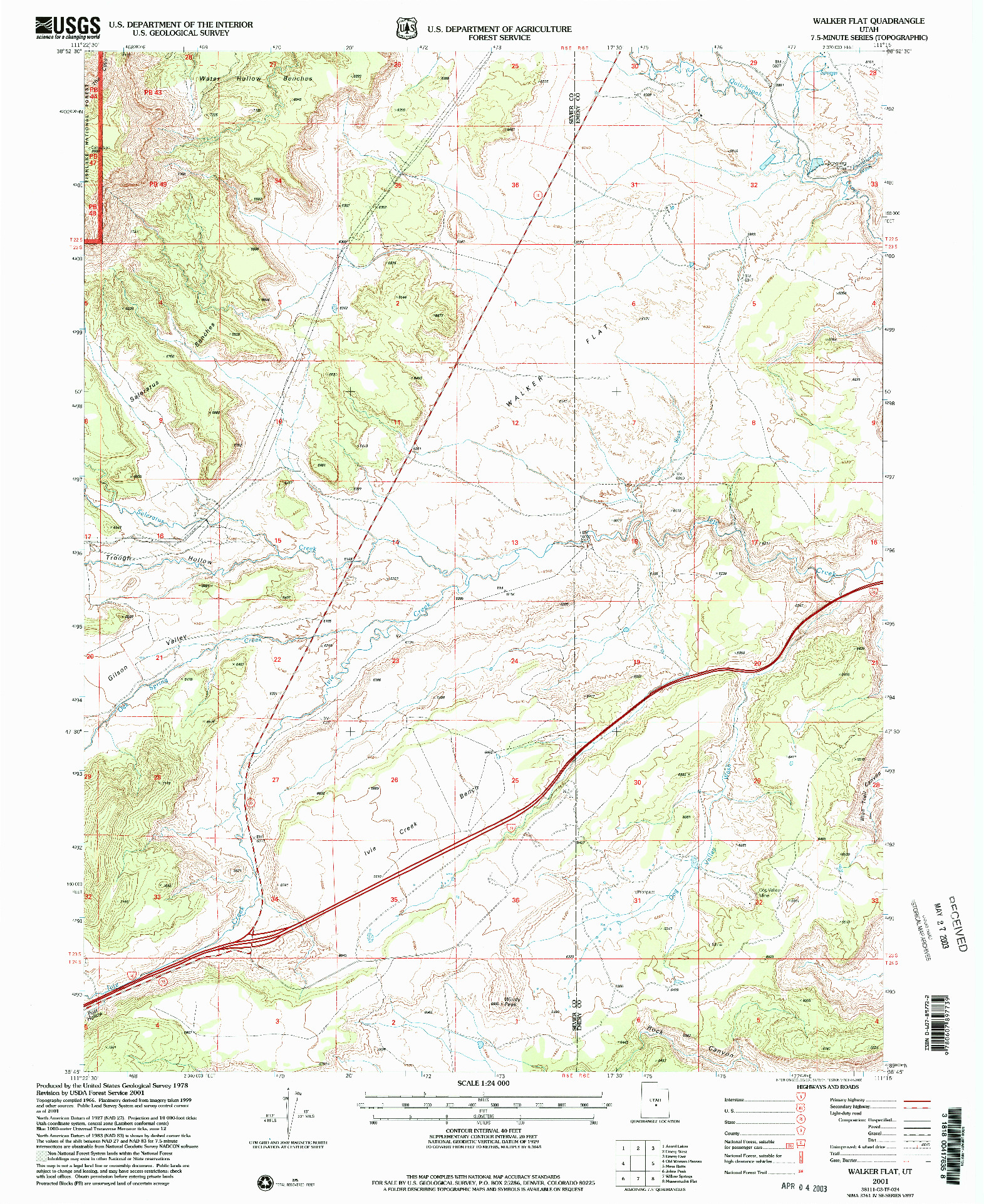 USGS 1:24000-SCALE QUADRANGLE FOR WALKER FLAT, UT 2001