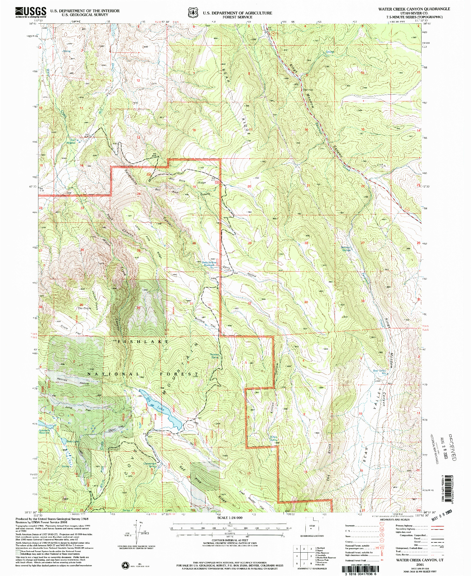 USGS 1:24000-SCALE QUADRANGLE FOR WATER CREEK CANYON, UT 2001