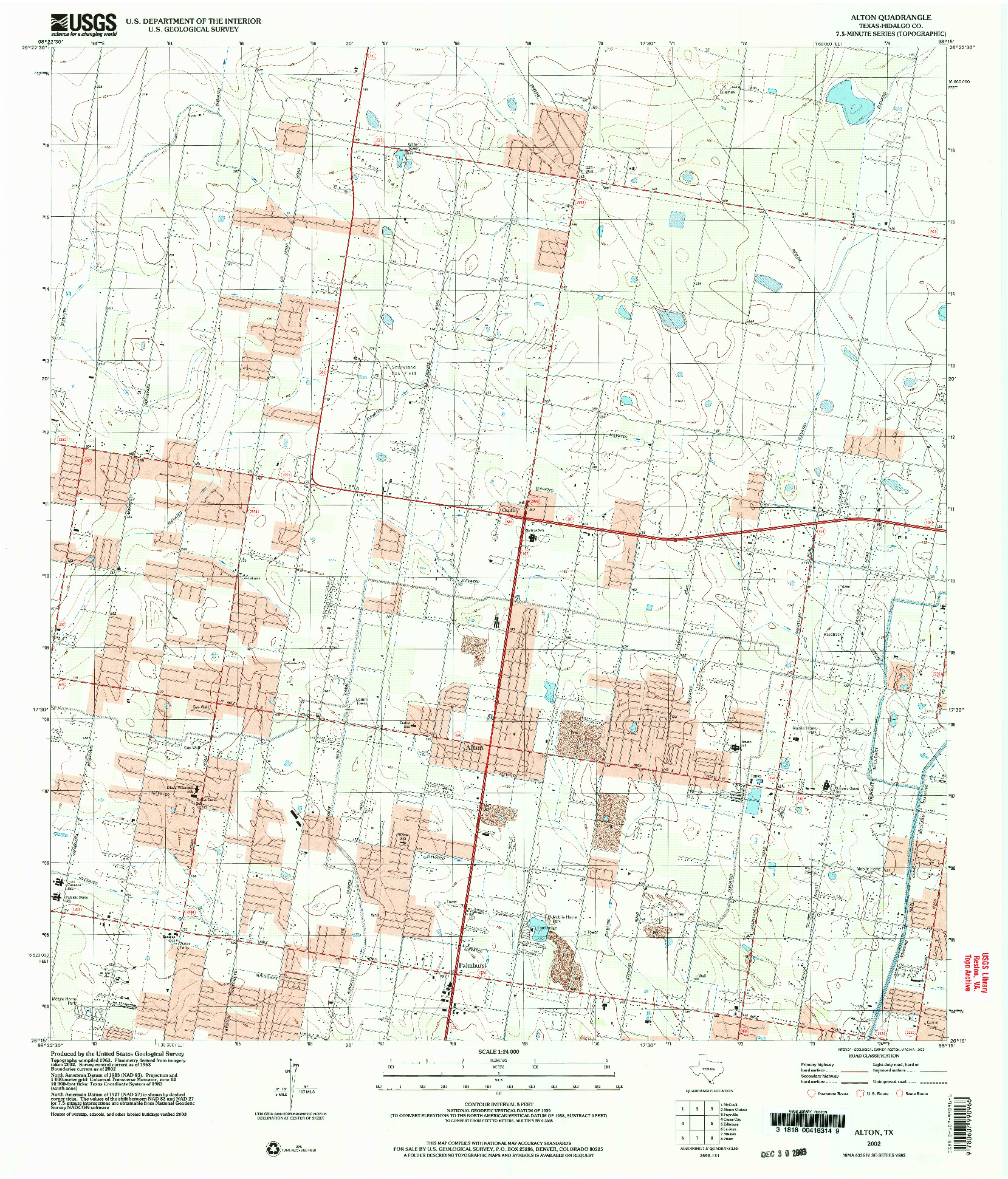 USGS 1:24000-SCALE QUADRANGLE FOR ALTON, TX 2002