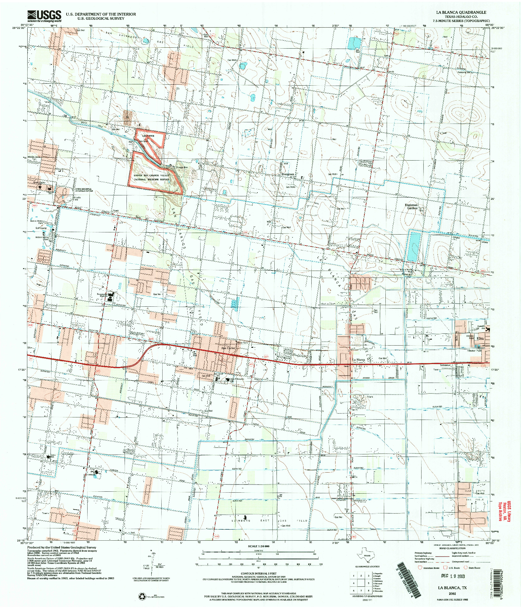 USGS 1:24000-SCALE QUADRANGLE FOR LA BLANCA, TX 2002