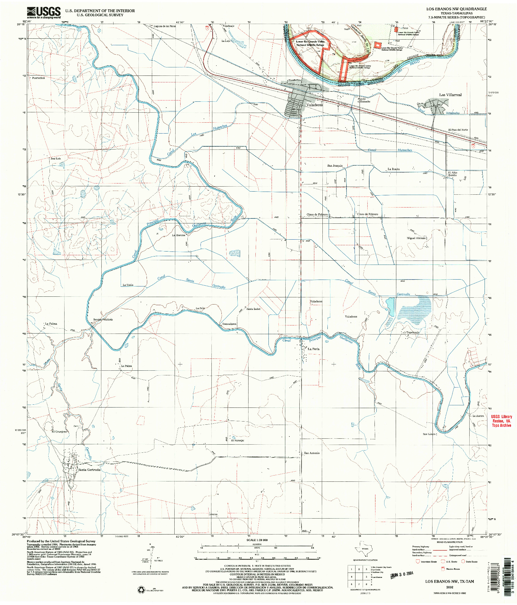 USGS 1:24000-SCALE QUADRANGLE FOR LOS EBANOS NW, TX 2002