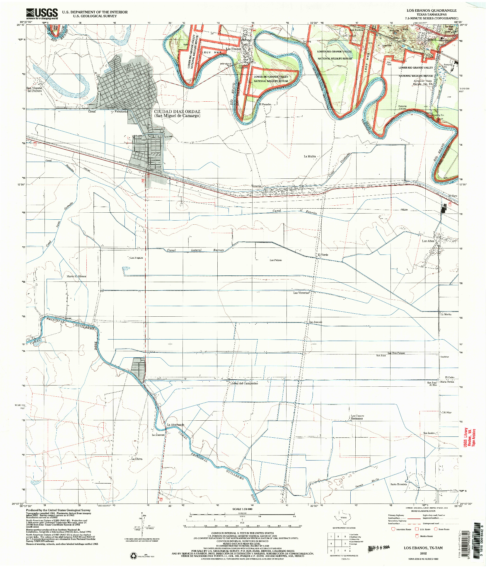 USGS 1:24000-SCALE QUADRANGLE FOR LOS EBANOS, TX 2002