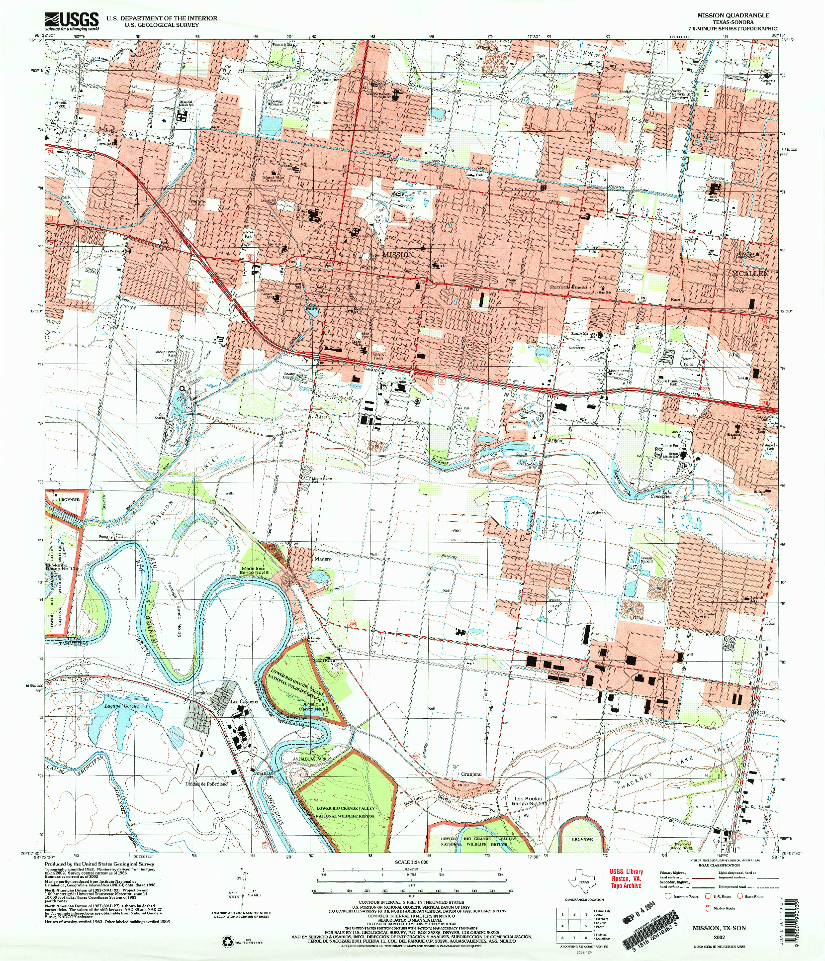 USGS 1:24000-SCALE QUADRANGLE FOR MISSION, TX 2002