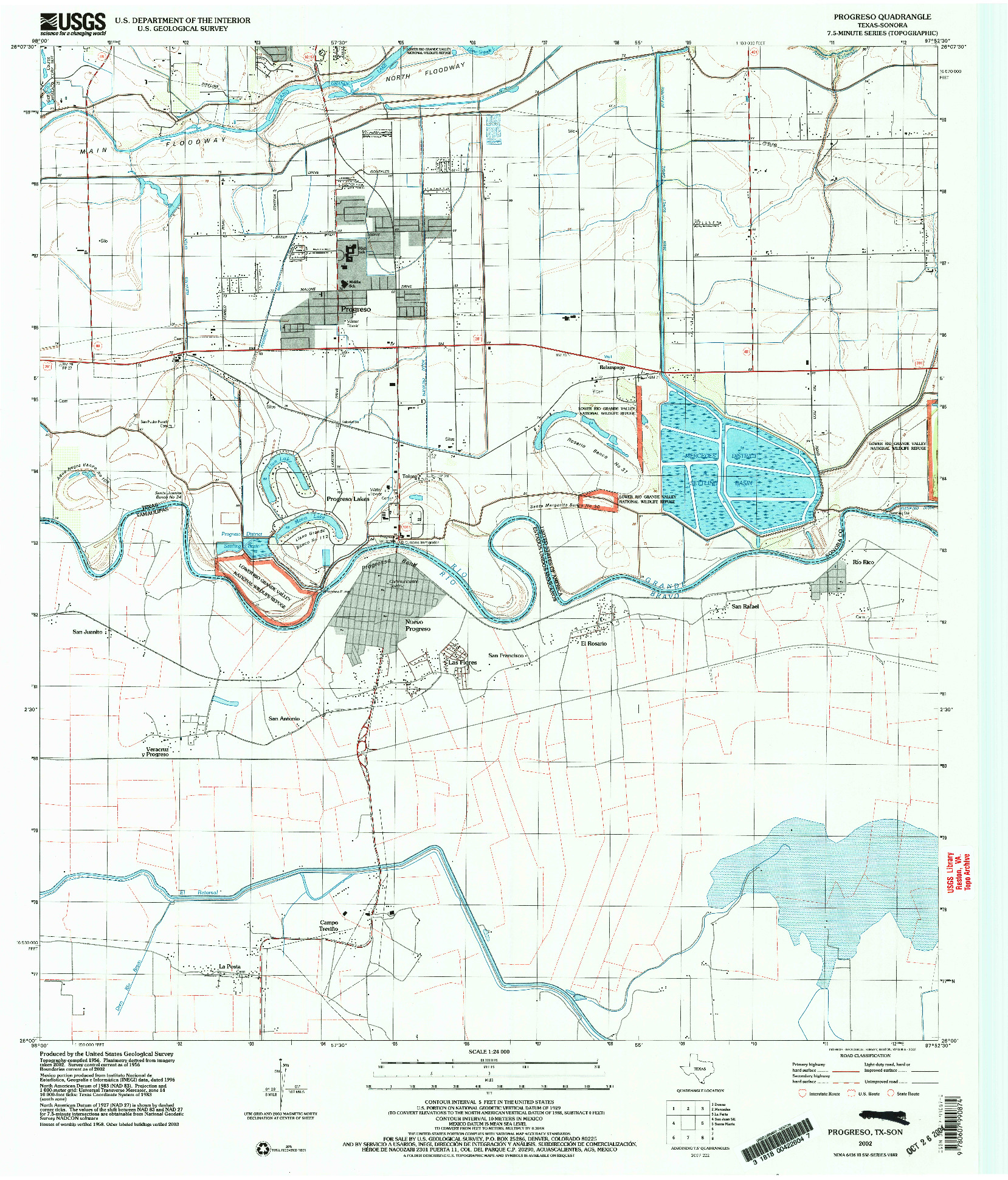 USGS 1:24000-SCALE QUADRANGLE FOR PROGRESO, TX 2002
