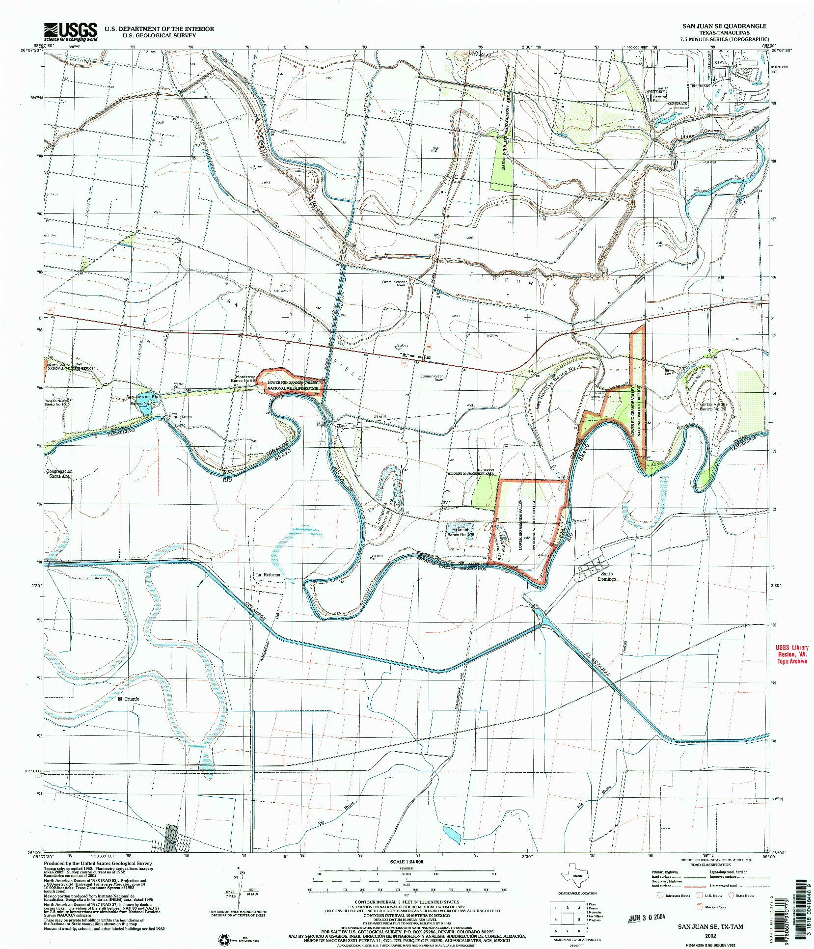 USGS 1:24000-SCALE QUADRANGLE FOR SAN JUAN SE, TX 2002