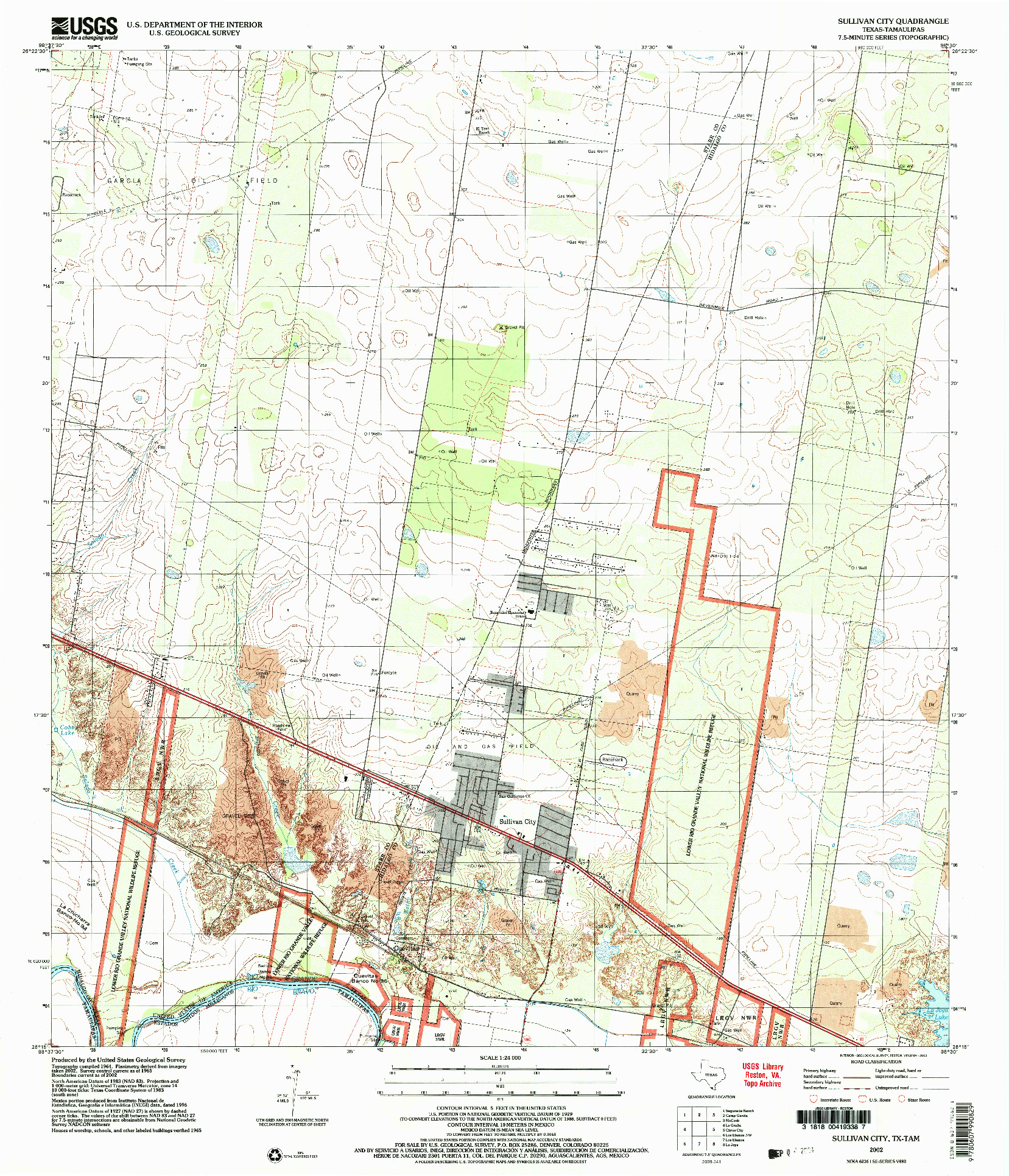 USGS 1:24000-SCALE QUADRANGLE FOR SULLIVAN CITY, TX 2002