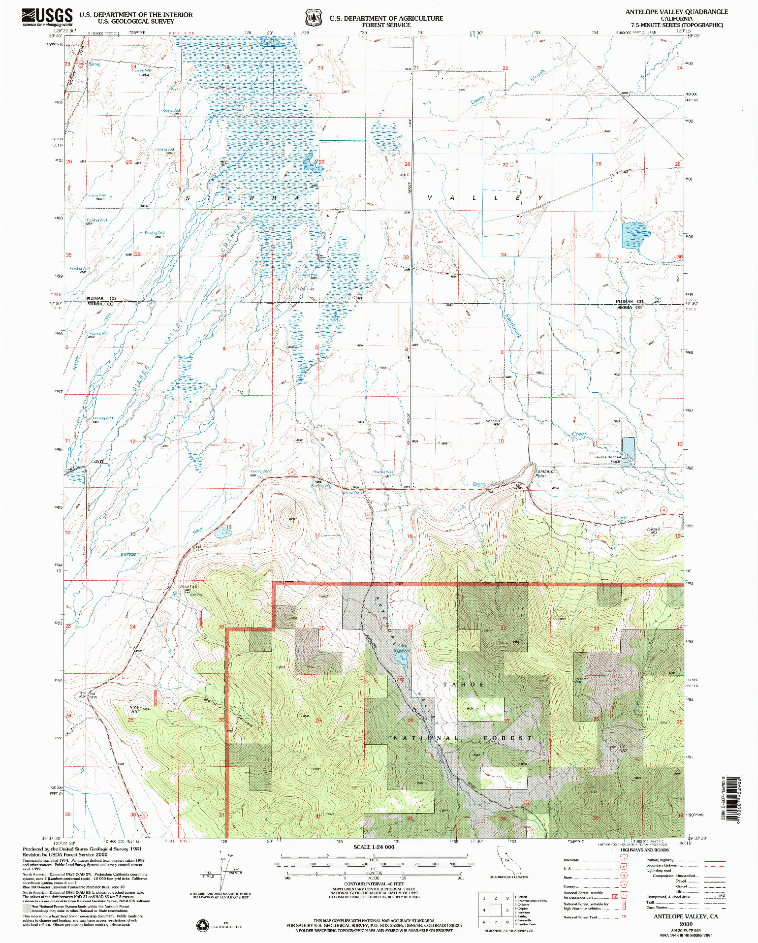 USGS 1:24000-SCALE QUADRANGLE FOR ANTELOPE VALLEY, CA 2000