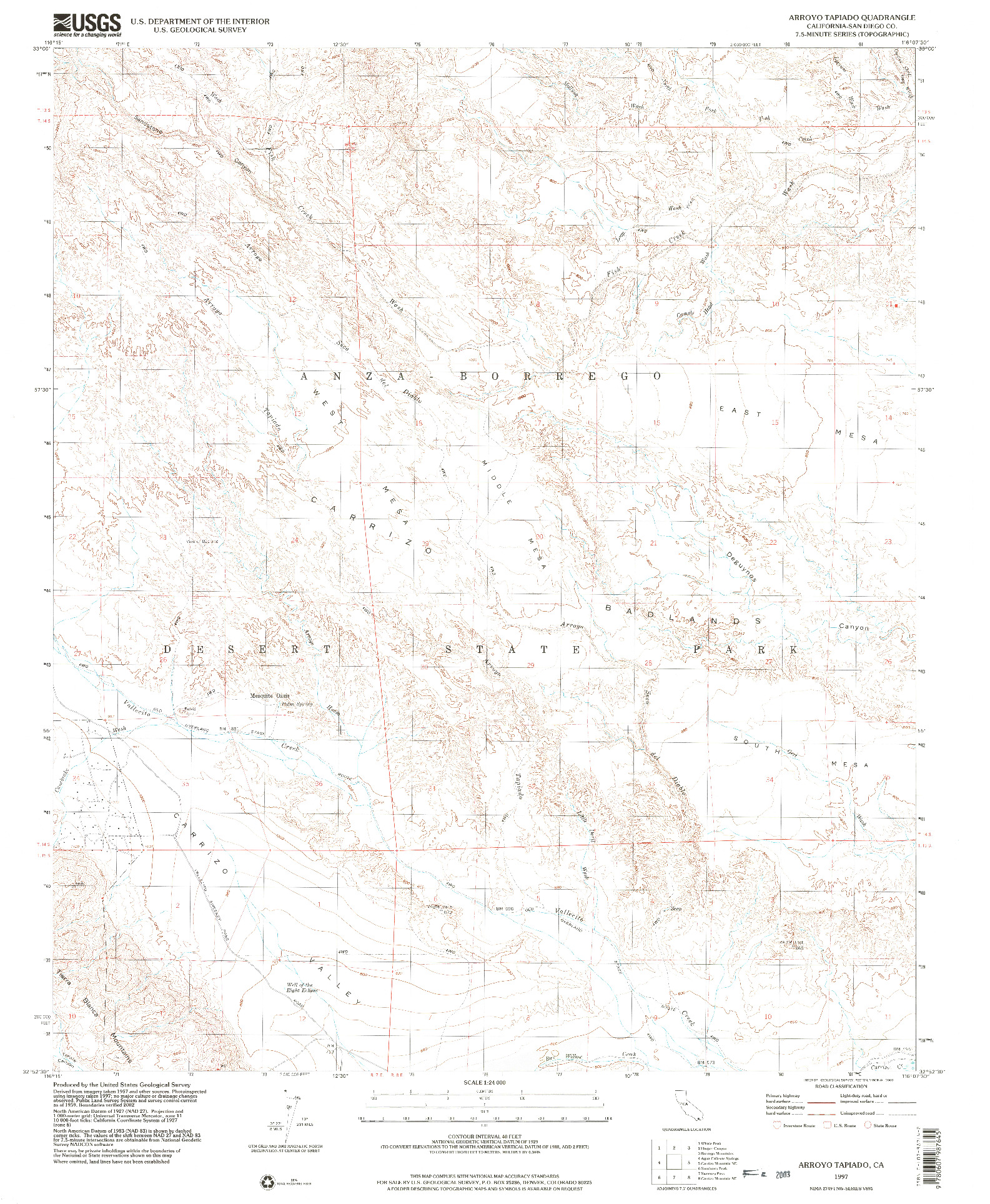 USGS 1:24000-SCALE QUADRANGLE FOR ARROYO TAPIADO, CA 1997