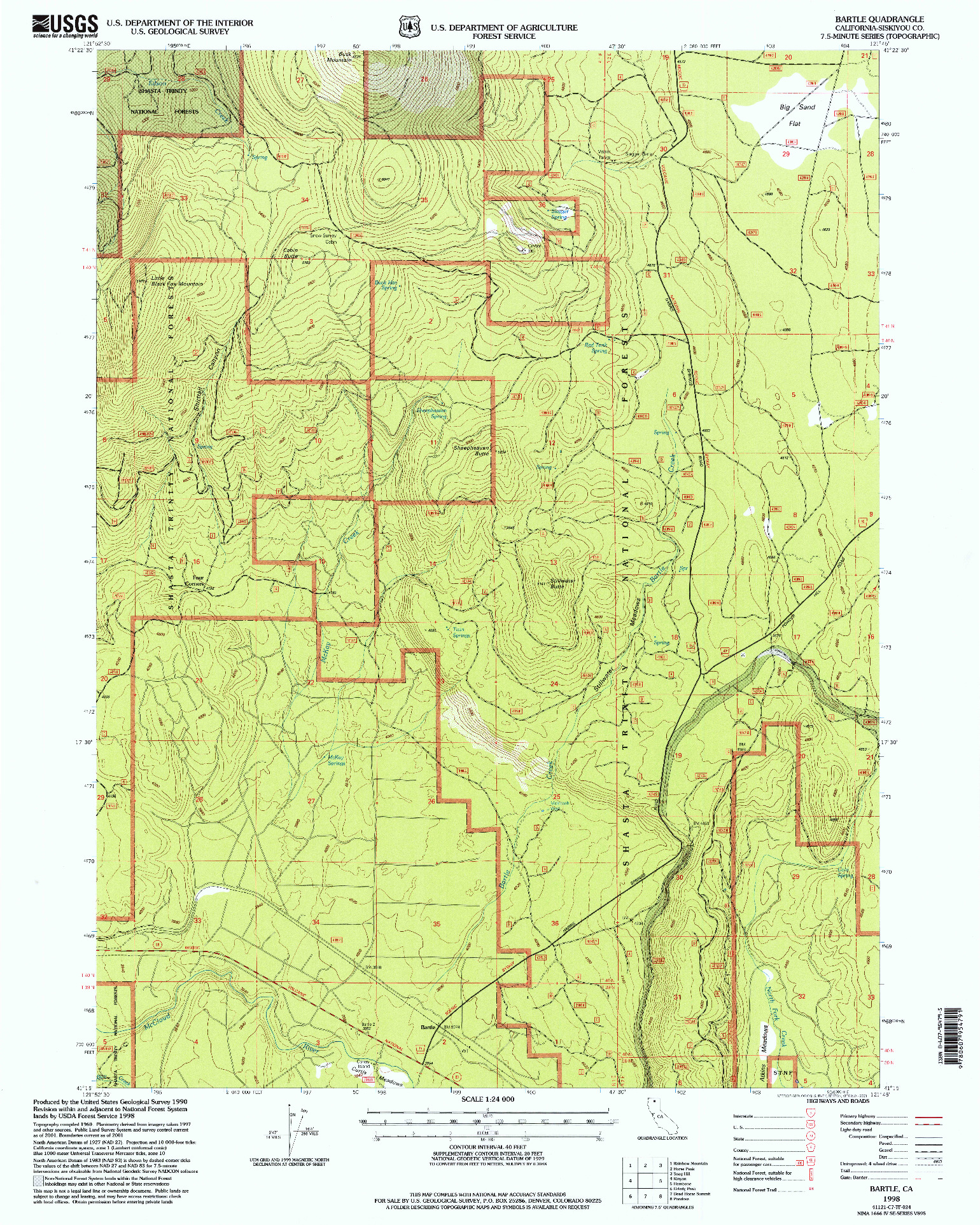 USGS 1:24000-SCALE QUADRANGLE FOR BARTLE, CA 1998