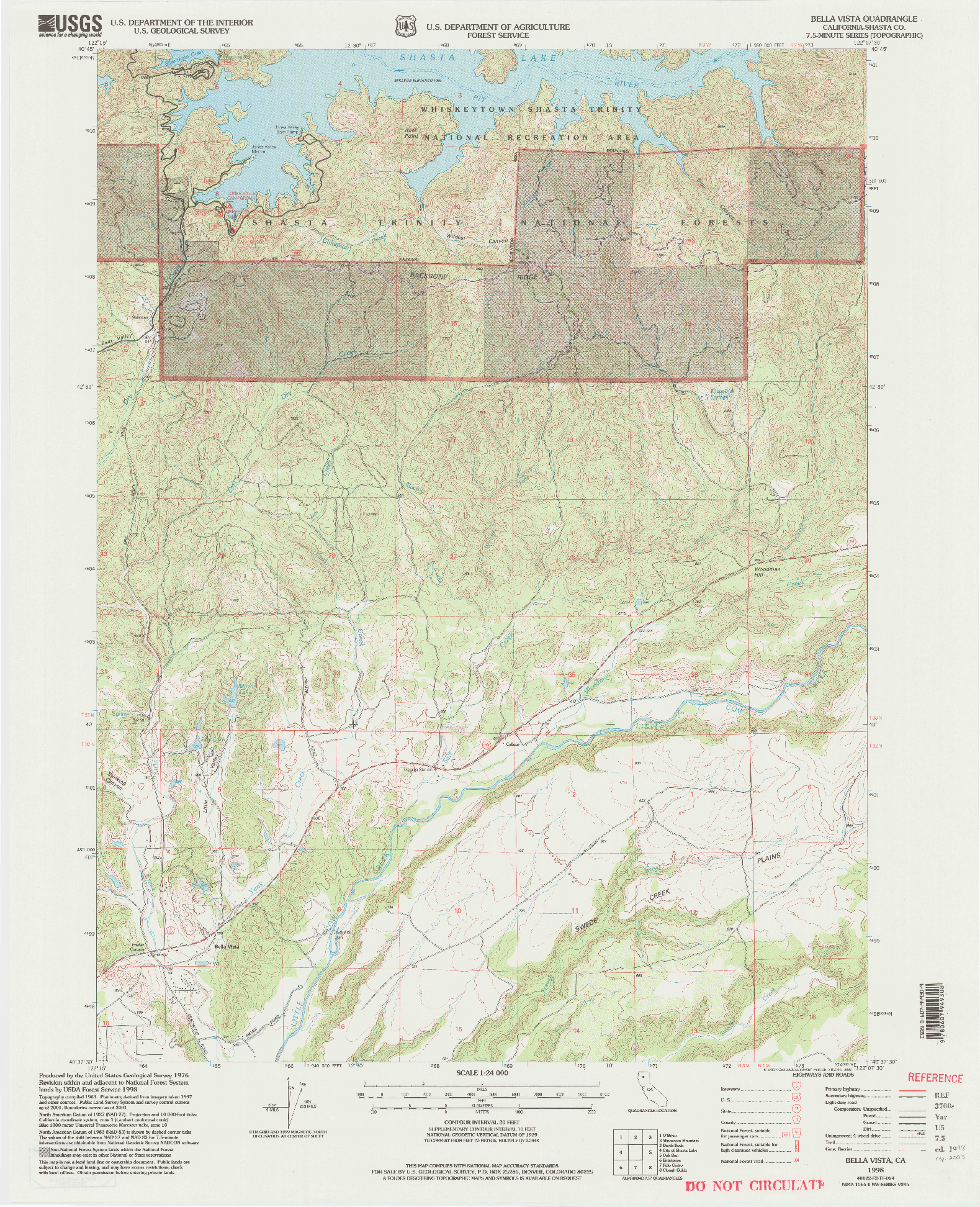 USGS 1:24000-SCALE QUADRANGLE FOR BELLA VISTA, CA 1998