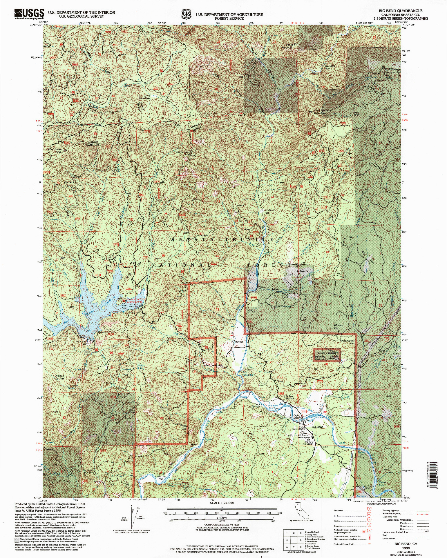 USGS 1:24000-SCALE QUADRANGLE FOR BIG BEND, CA 1998