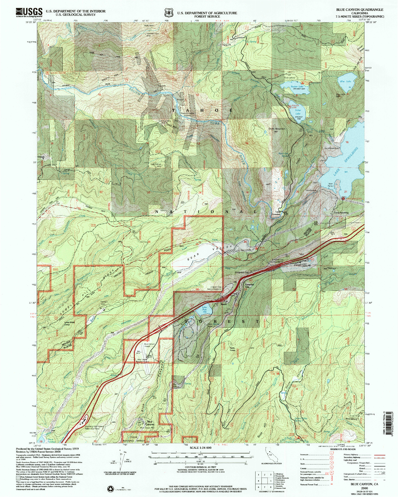 USGS 1:24000-SCALE QUADRANGLE FOR BLUE CANYON, CA 2000