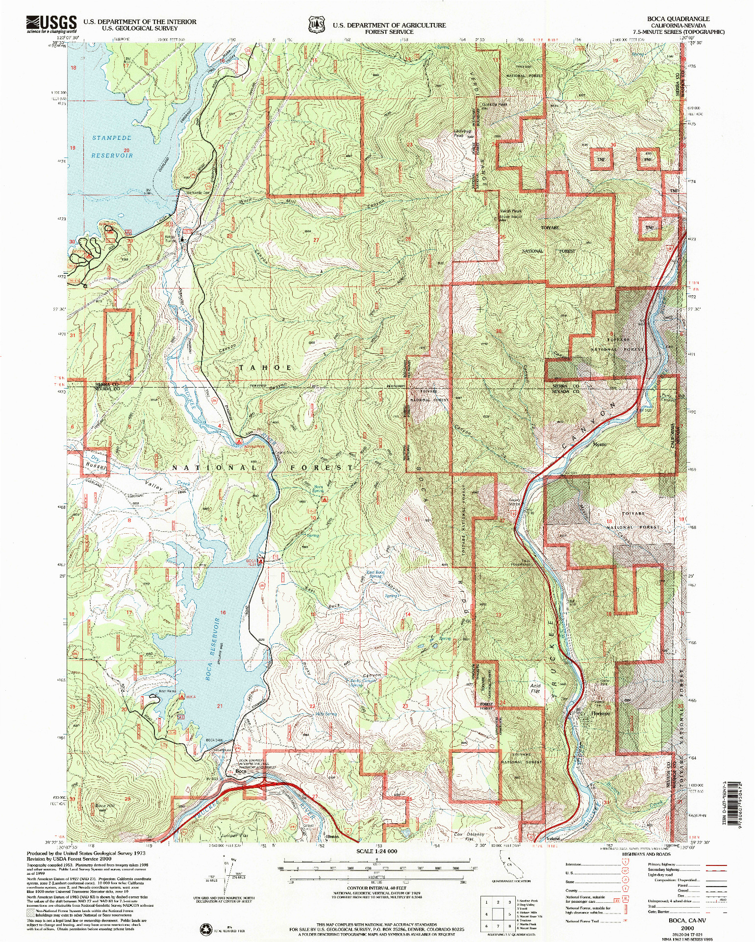 USGS 1:24000-SCALE QUADRANGLE FOR BOCA, CA 2000