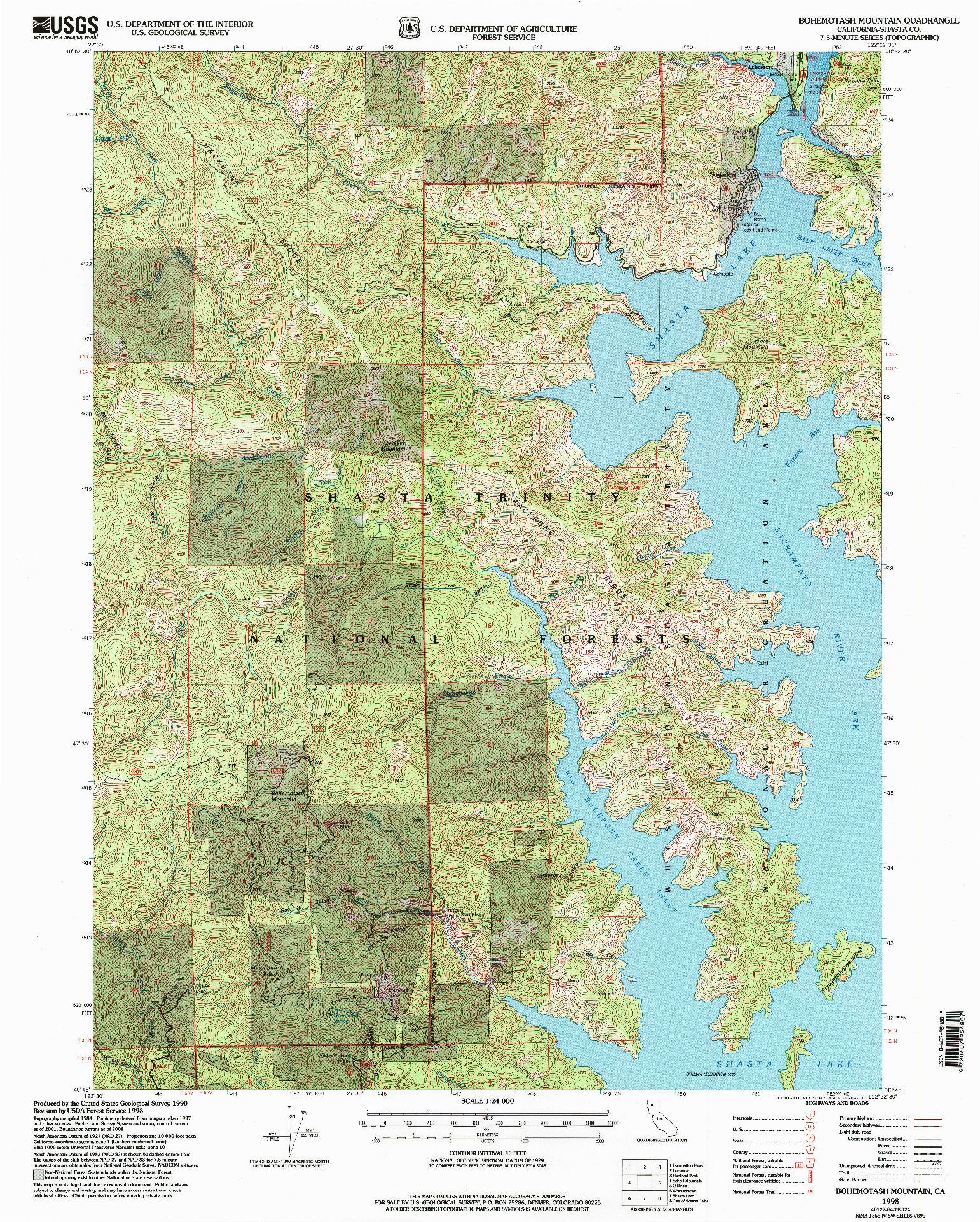 USGS 1:24000-SCALE QUADRANGLE FOR BOHEMOTASH MOUNTAIN, CA 1998