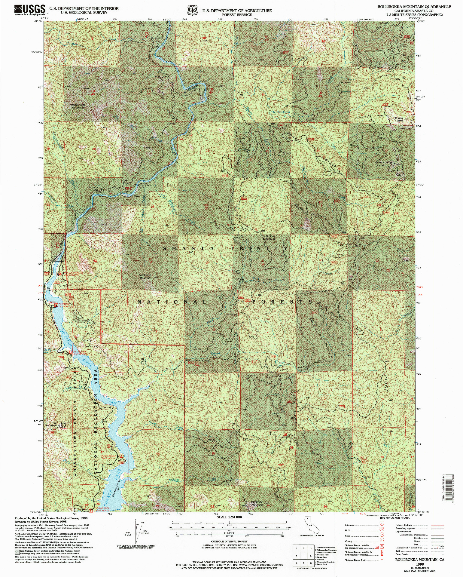 USGS 1:24000-SCALE QUADRANGLE FOR BOLLIBOKKA MOUNTAIN, CA 1998