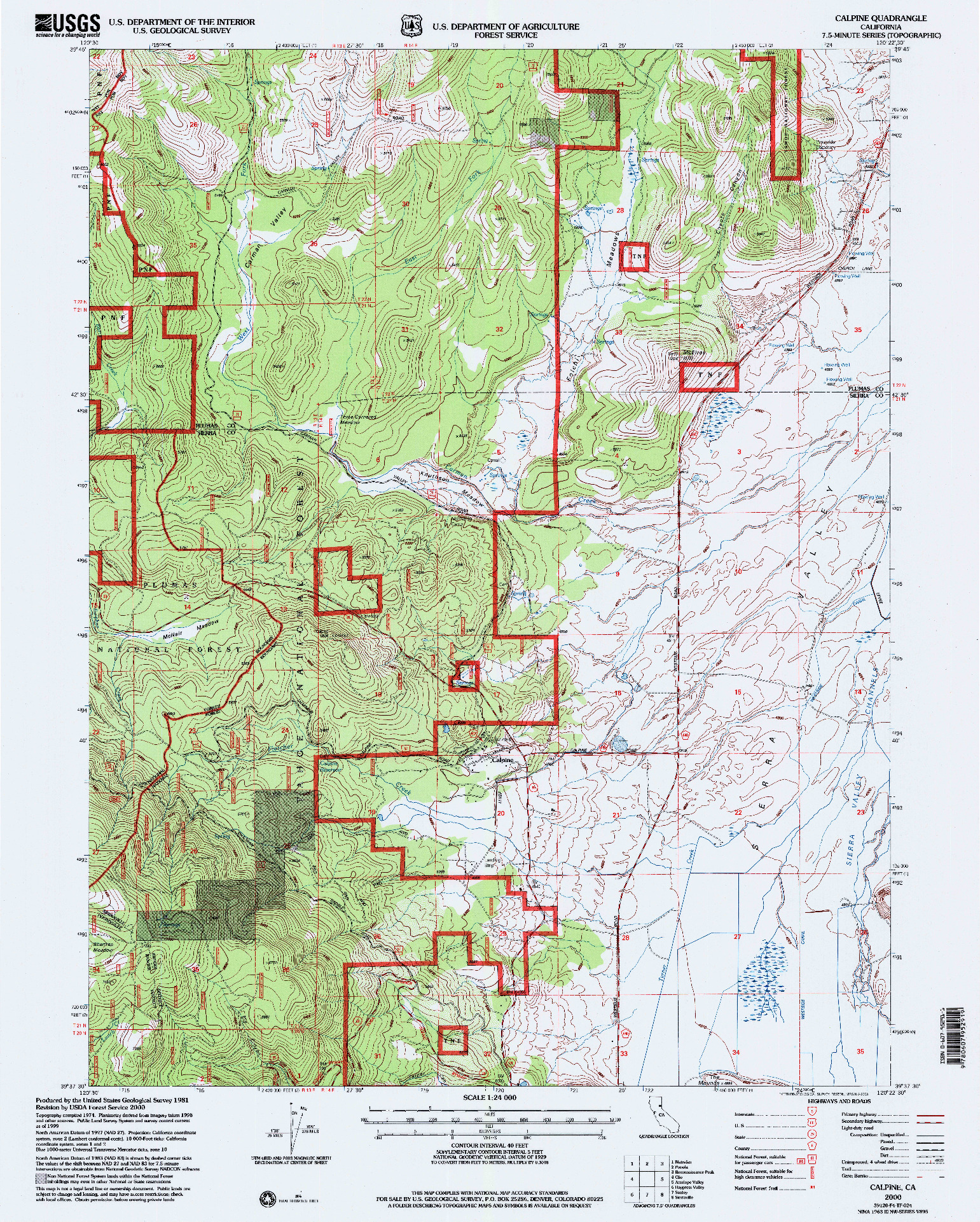 USGS 1:24000-SCALE QUADRANGLE FOR CALPINE, CA 2000