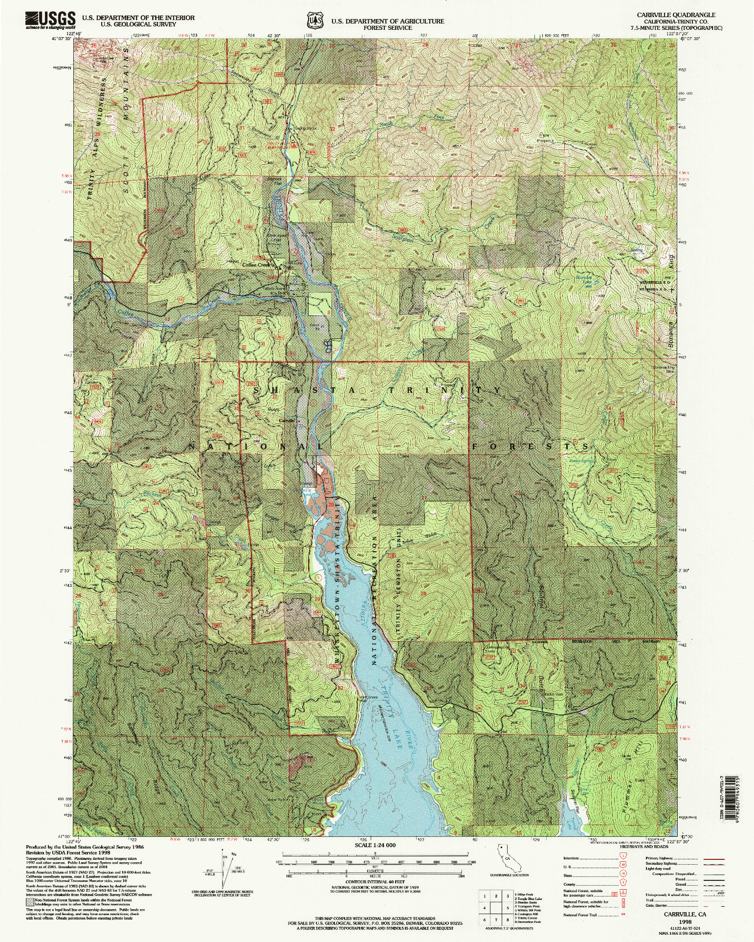 USGS 1:24000-SCALE QUADRANGLE FOR CARRVILLE, CA 1998