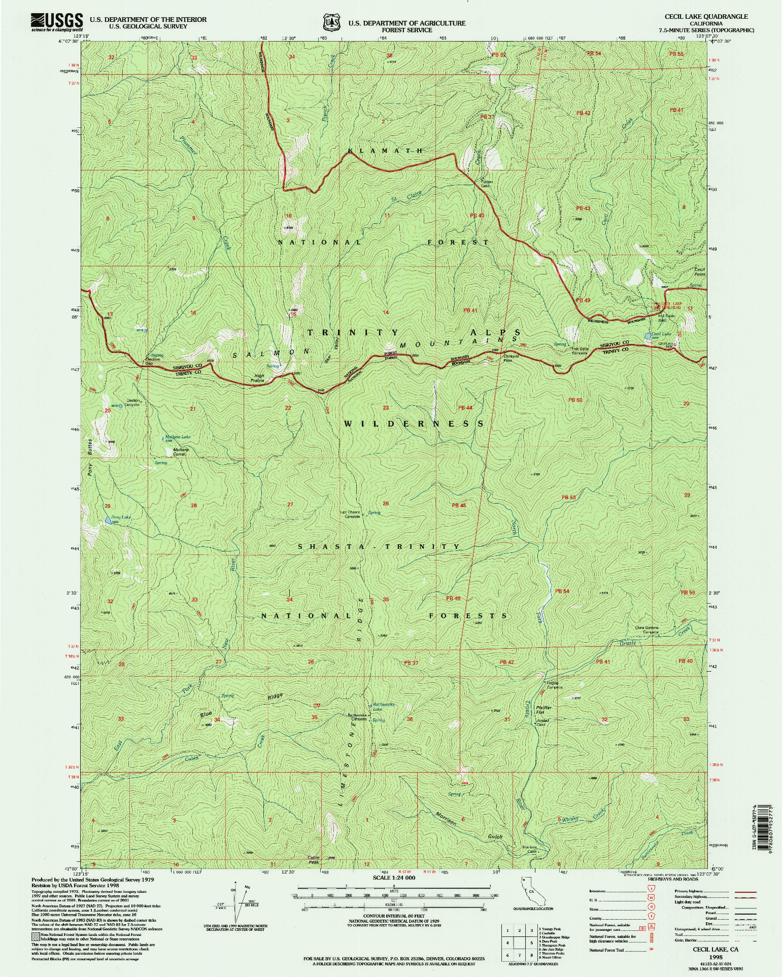 USGS 1:24000-SCALE QUADRANGLE FOR CECIL LAKE, CA 1998