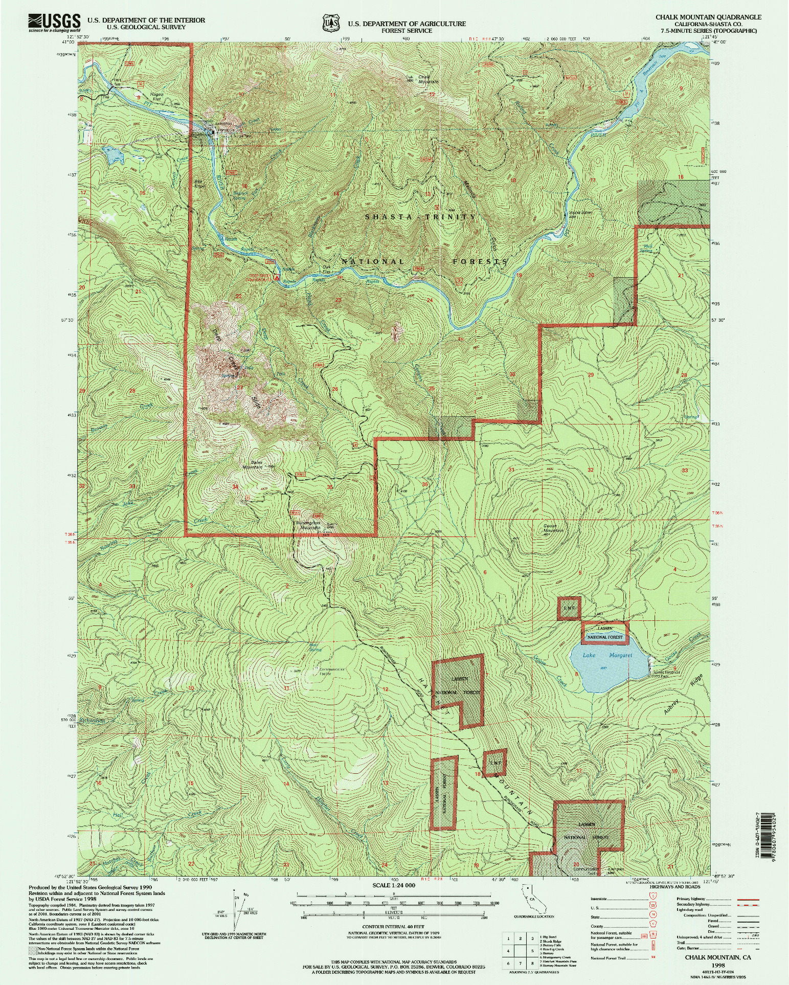 USGS 1:24000-SCALE QUADRANGLE FOR CHALK MOUNTAIN, CA 1998