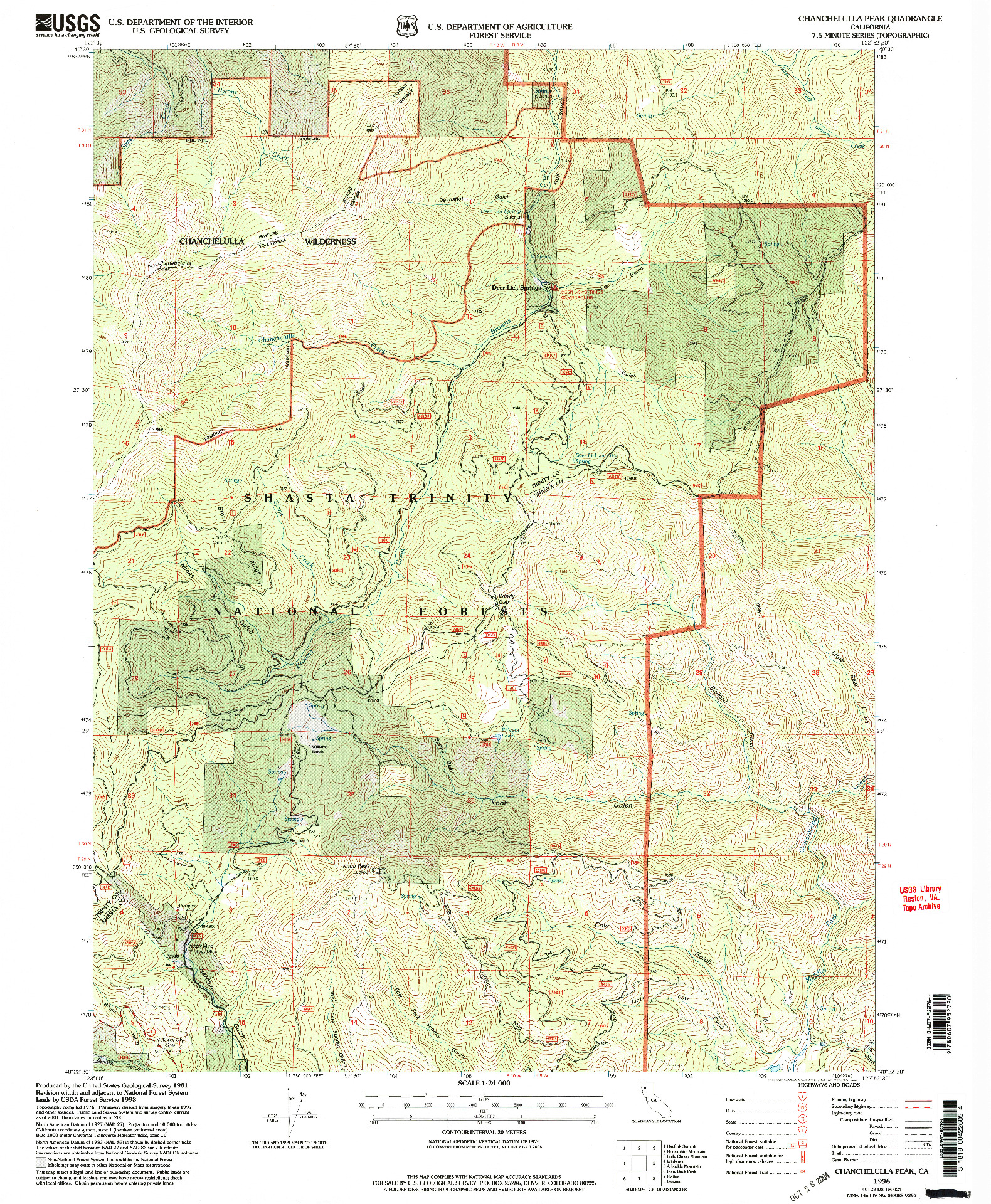 USGS 1:24000-SCALE QUADRANGLE FOR CHANCHELULLA PEAK, CA 1998