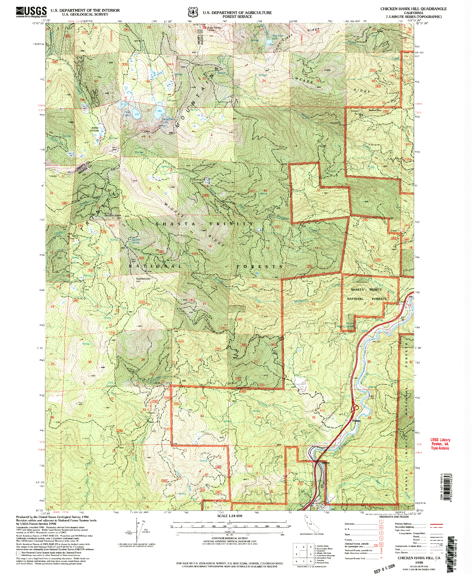 USGS 1:24000-SCALE QUADRANGLE FOR CHICKEN HAWK HILL, CA 1998