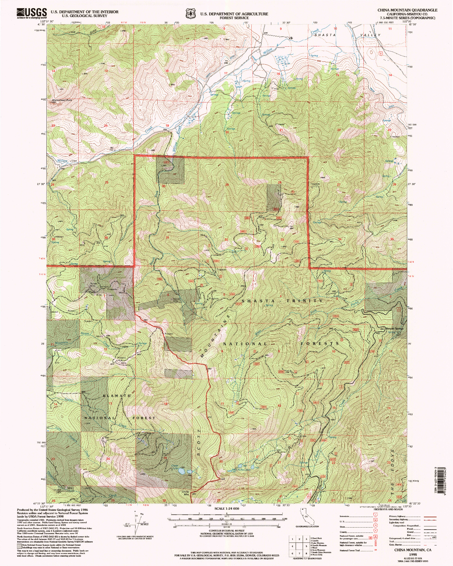 USGS 1:24000-SCALE QUADRANGLE FOR CHINA MOUNTAIN, CA 1998