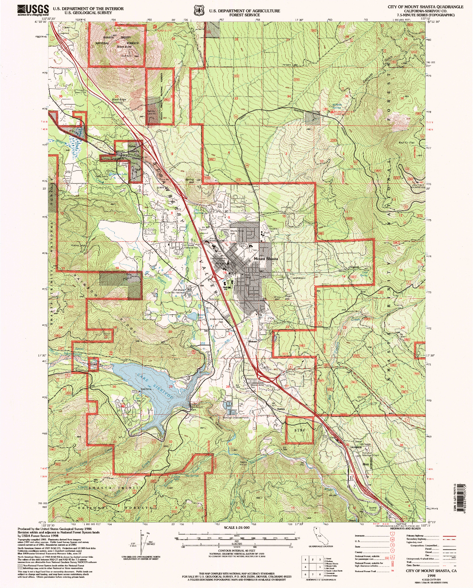 USGS 1:24000-SCALE QUADRANGLE FOR CITY OF MOUNT SHASTA, CA 1998