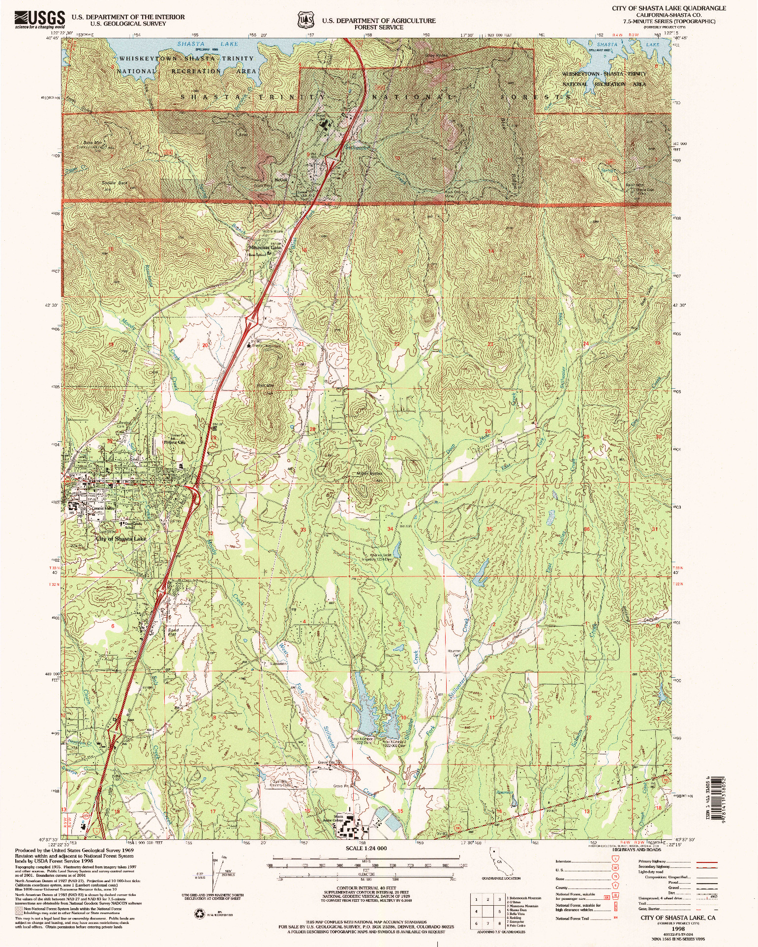 USGS 1:24000-SCALE QUADRANGLE FOR CITY OF SHASTA LAKE, CA 1998