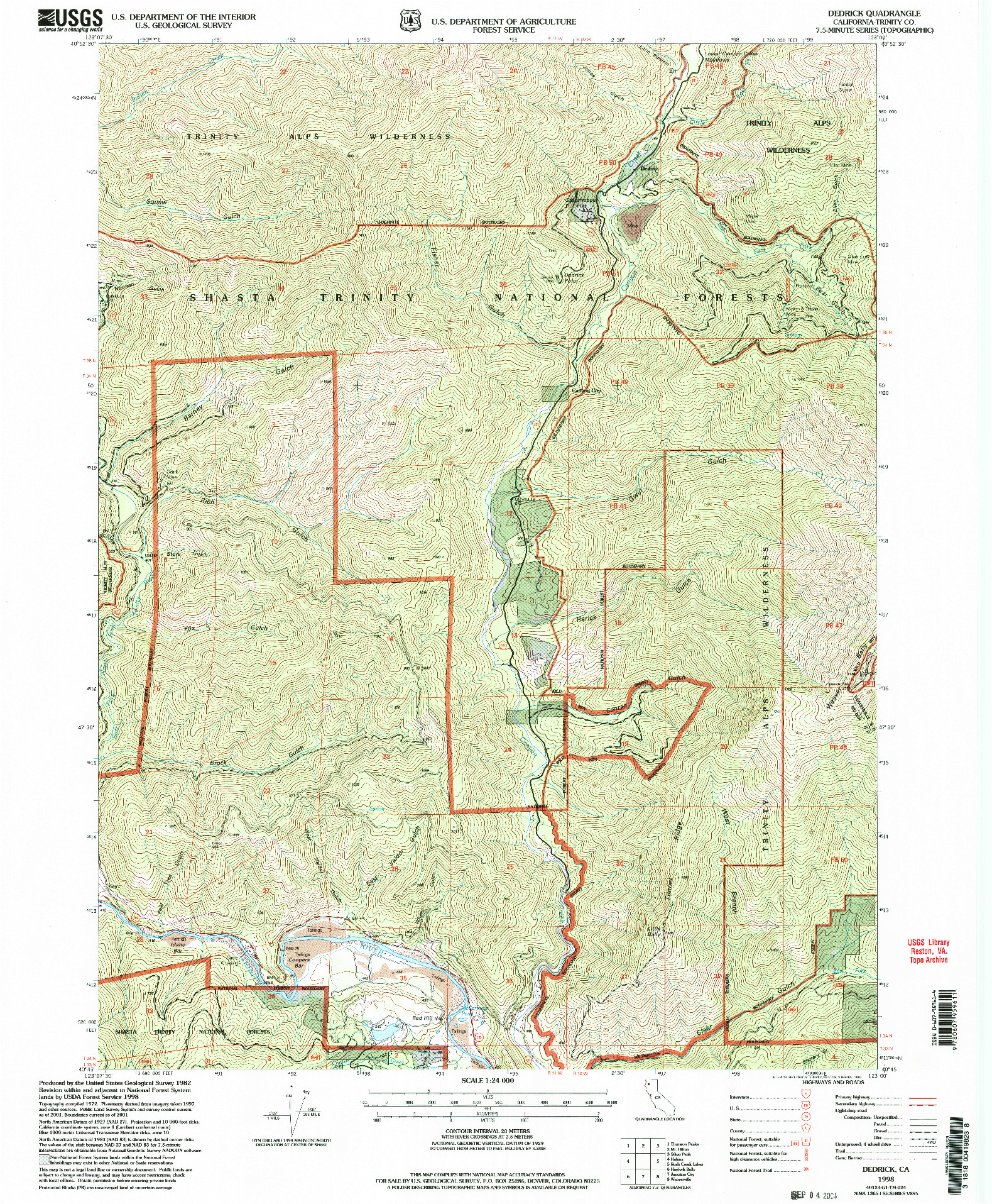 USGS 1:24000-SCALE QUADRANGLE FOR DEDRICK, CA 1998