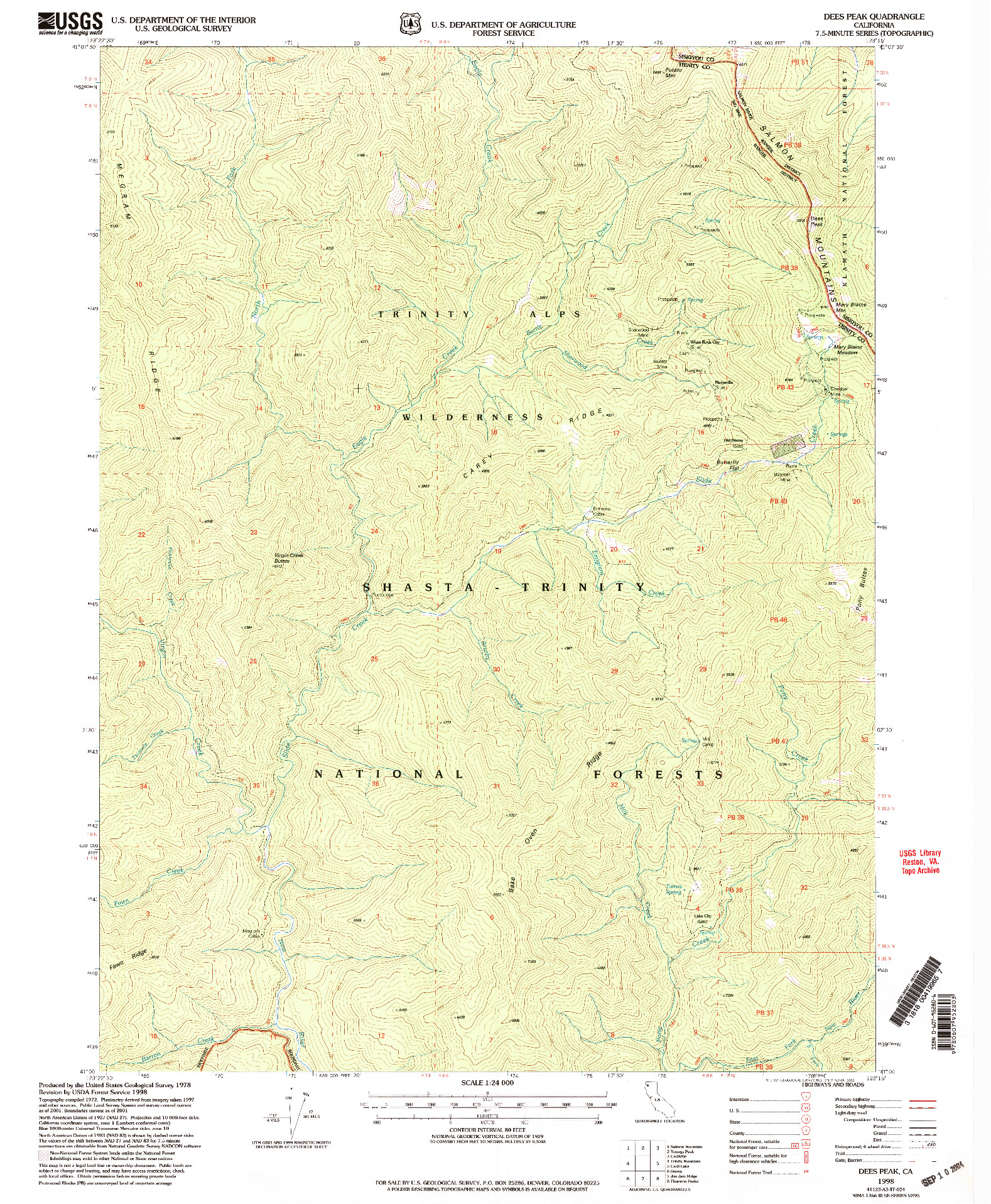 USGS 1:24000-SCALE QUADRANGLE FOR DEES PEAK, CA 1998