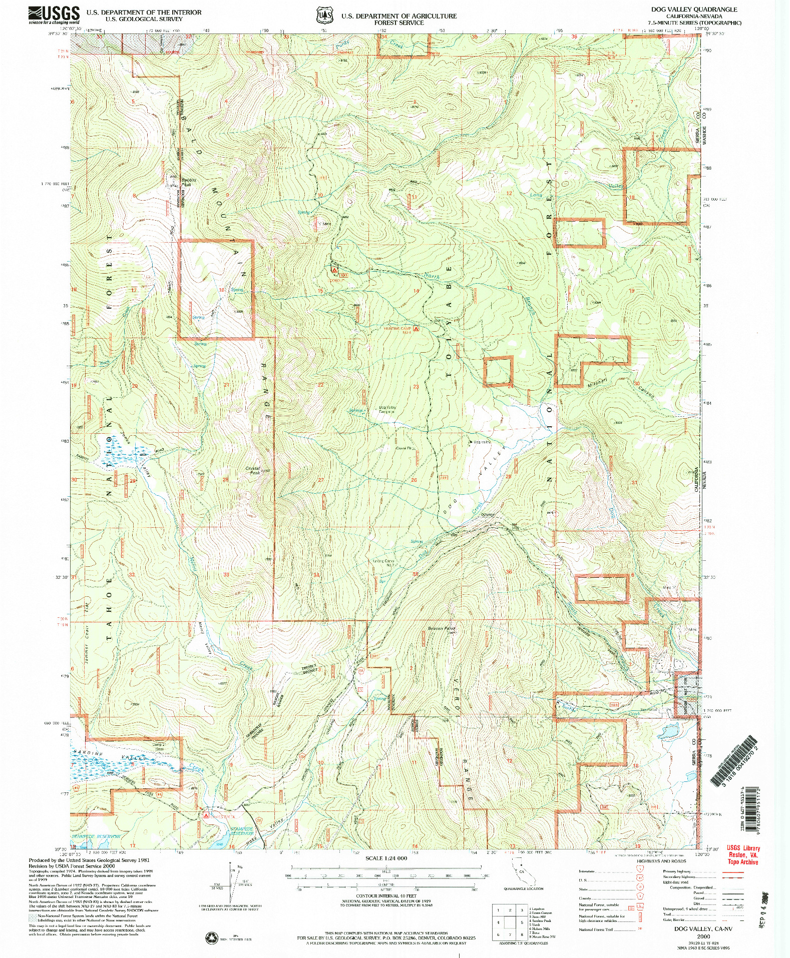USGS 1:24000-SCALE QUADRANGLE FOR DOG VALLEY, CA 2000