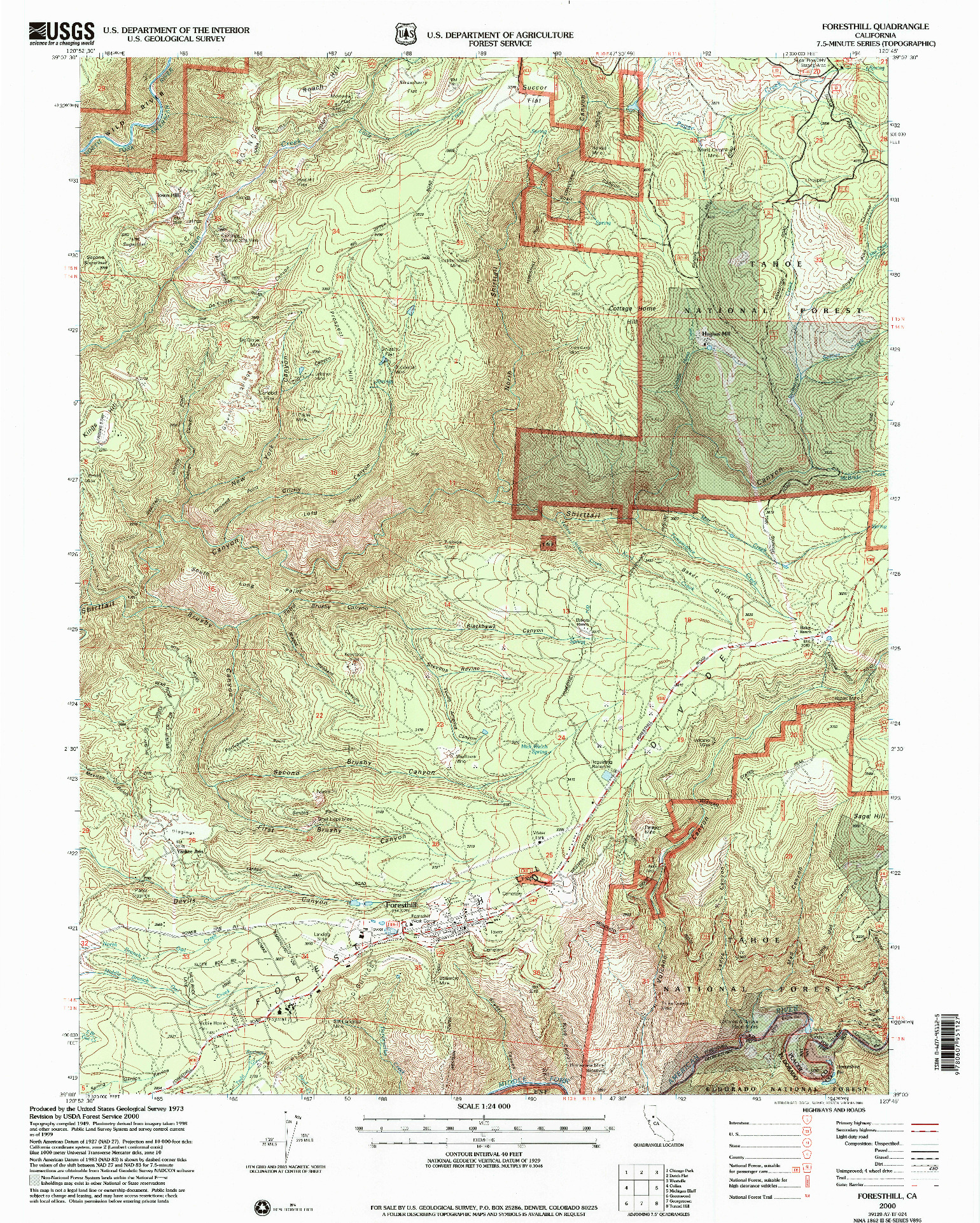 USGS 1:24000-SCALE QUADRANGLE FOR FORESTHILL, CA 2000